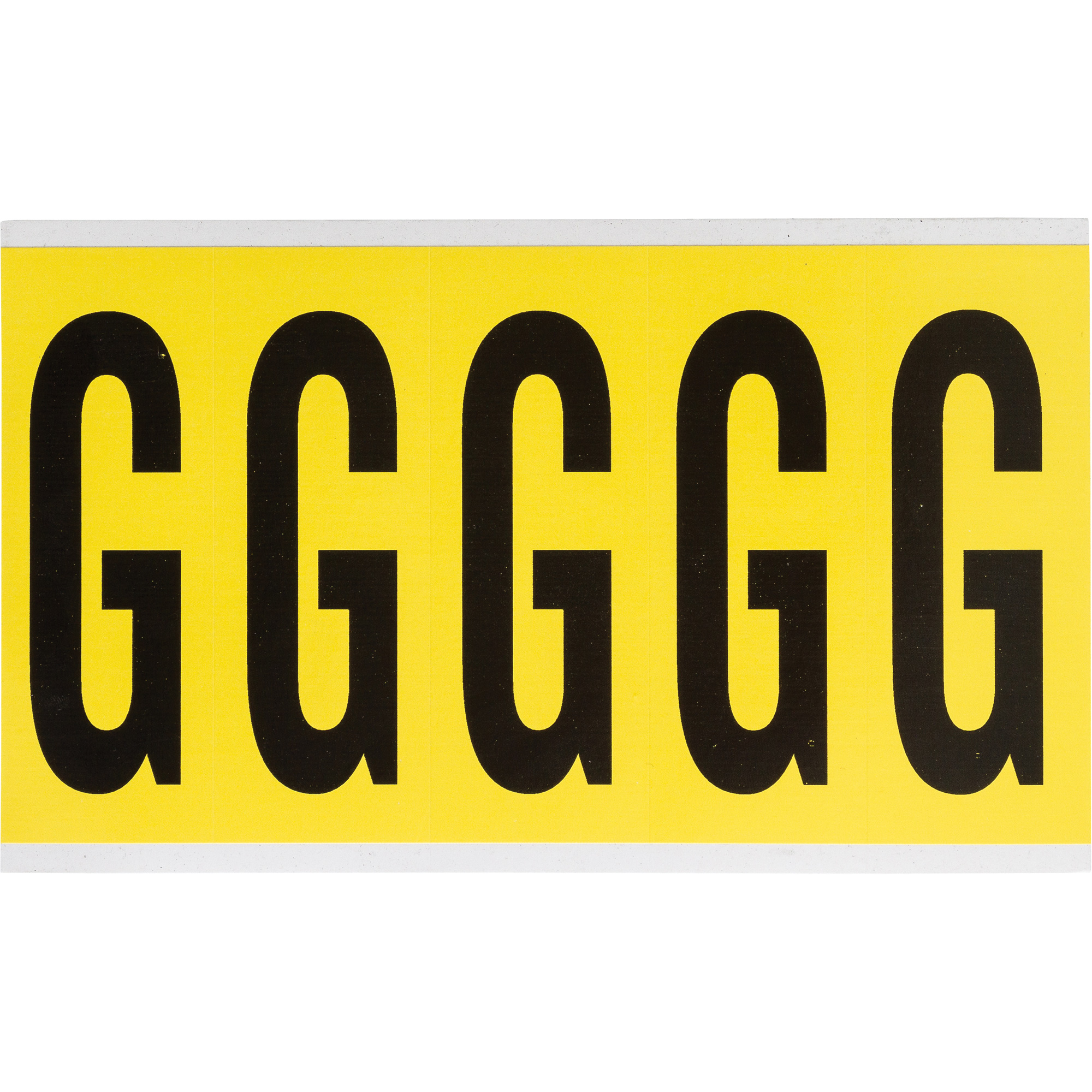 Étiquettes de lettres et chiffres individuels repositionnables, G, 4" h, Noir sur jaune