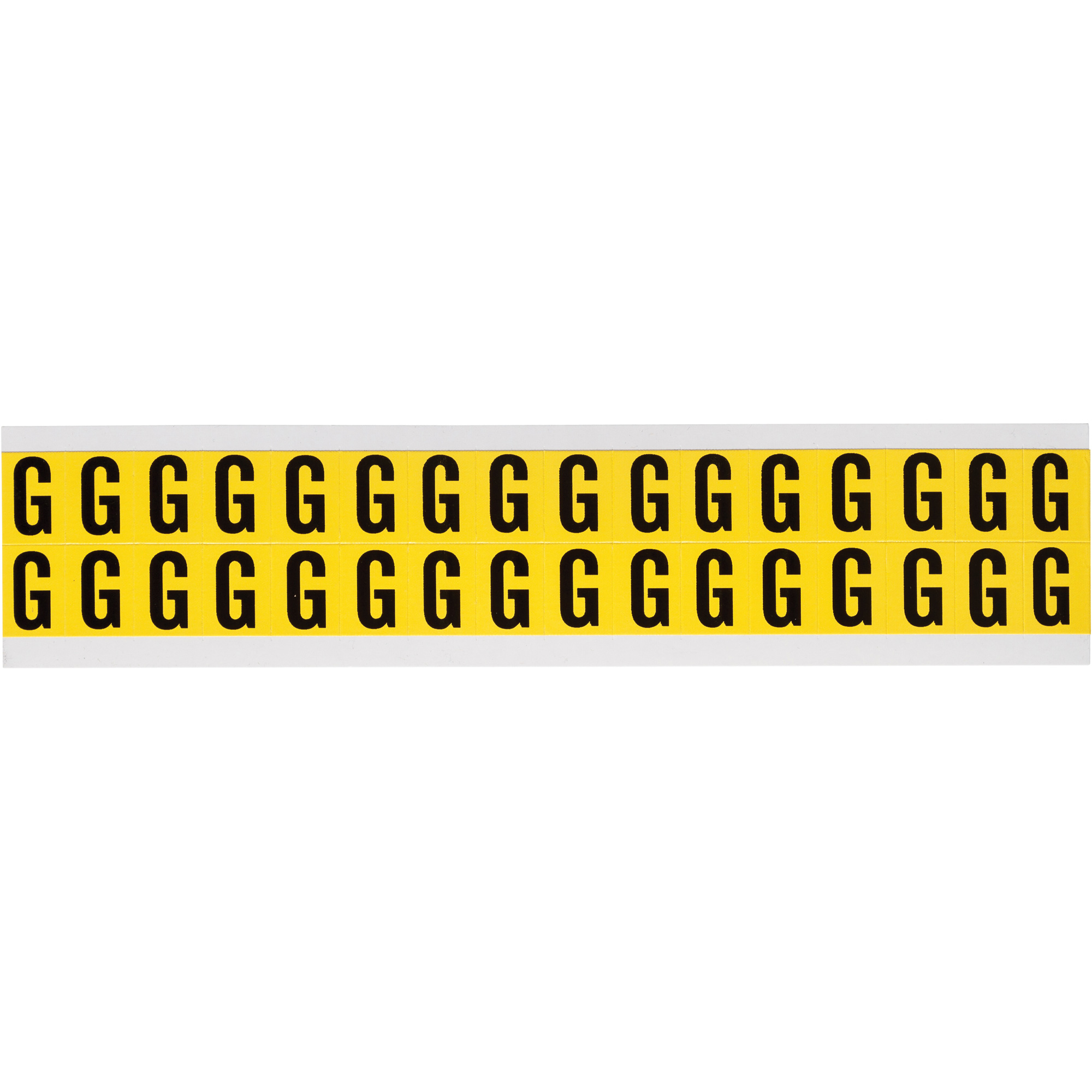 Étiquettes de lettres et chiffres individuels repositionnables, G, 5/8" h, Noir sur jaune