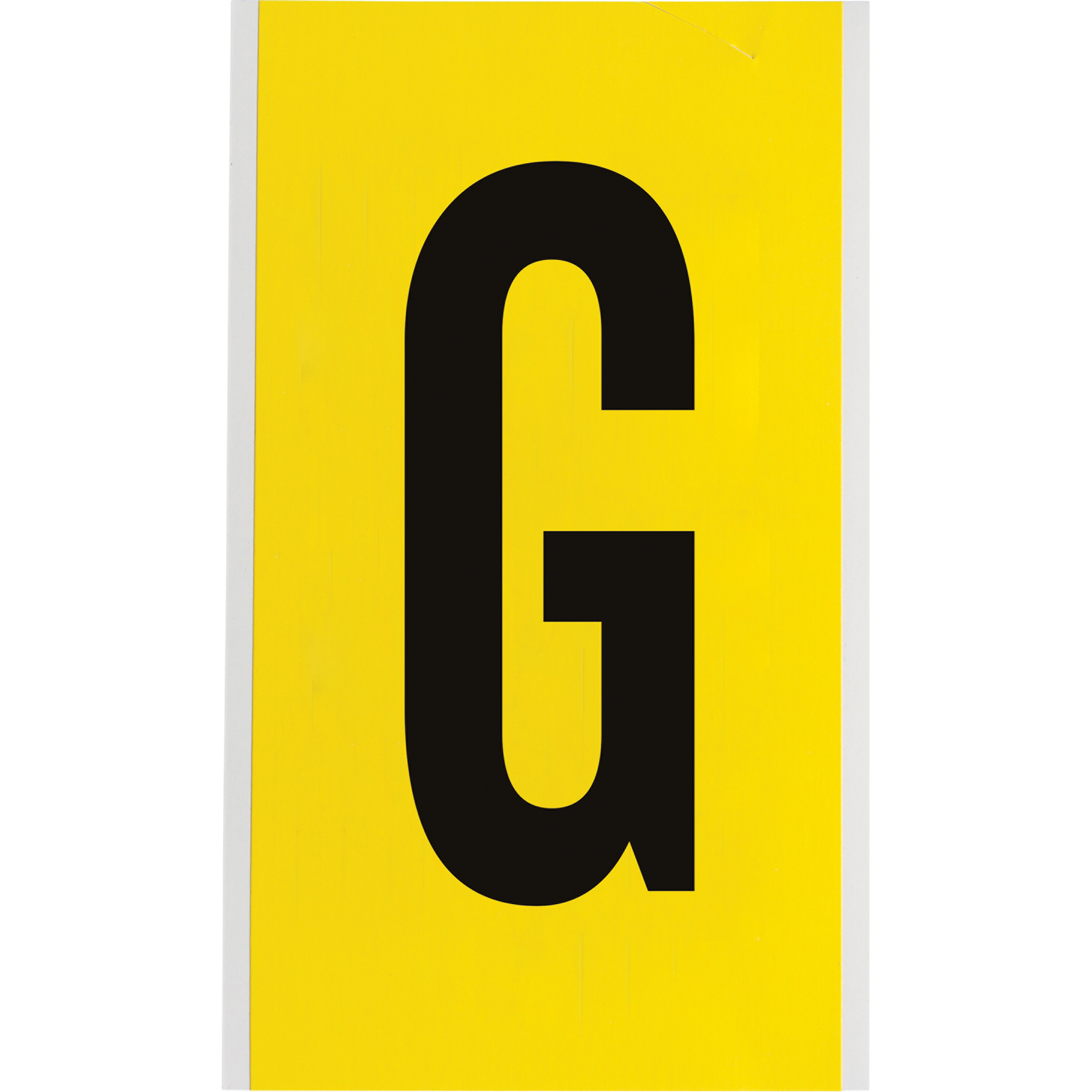 Étiquettes de lettres et chiffres individuels repositionnables, G, 6" h, Noir sur jaune
