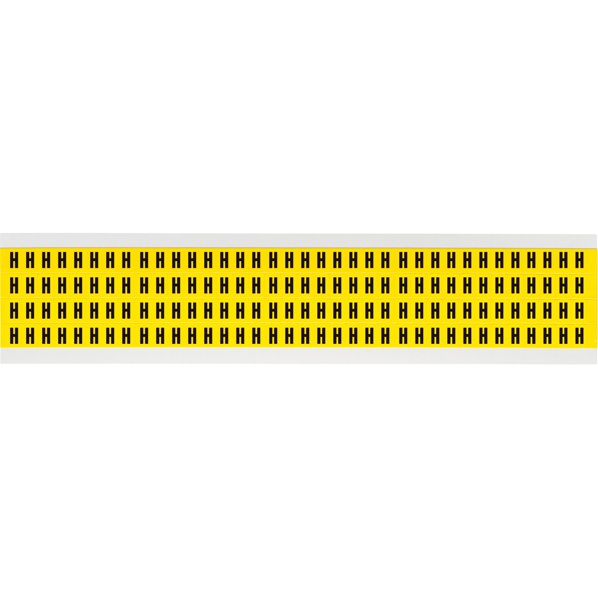 Étiquettes de lettres et chiffres individuels repositionnables, H, 1/4" h, Noir sur jaune