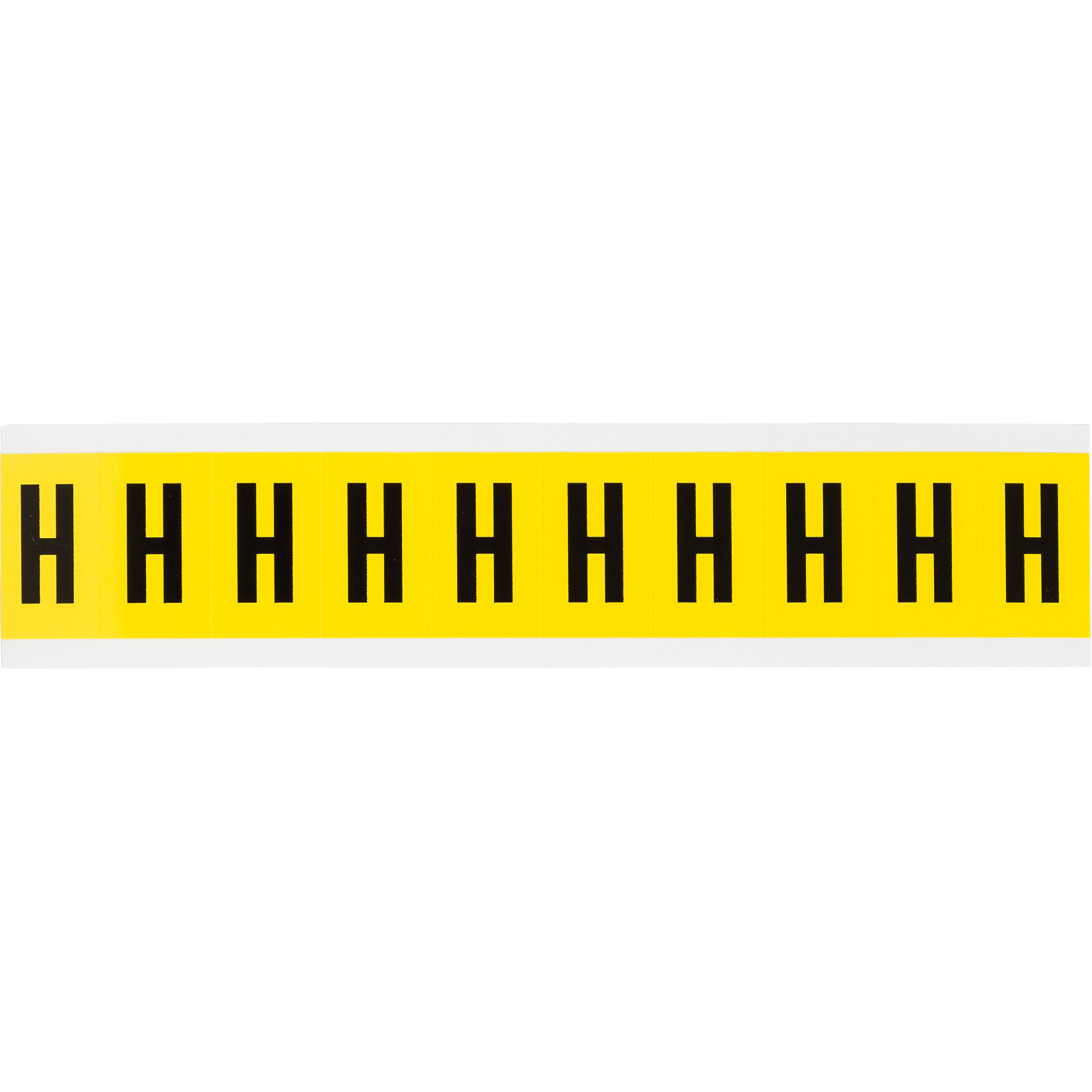 Étiquettes de lettres et chiffres individuels repositionnables, H, 1" h, Noir sur jaune