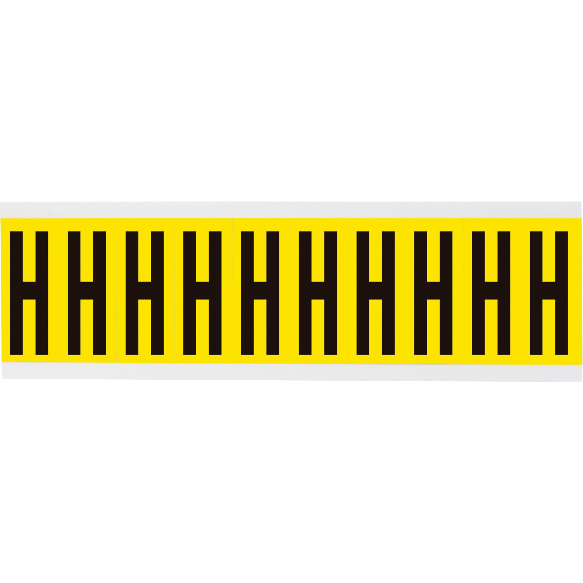Étiquettes de lettres et chiffres individuels repositionnables, H, 2" h, Noir sur jaune