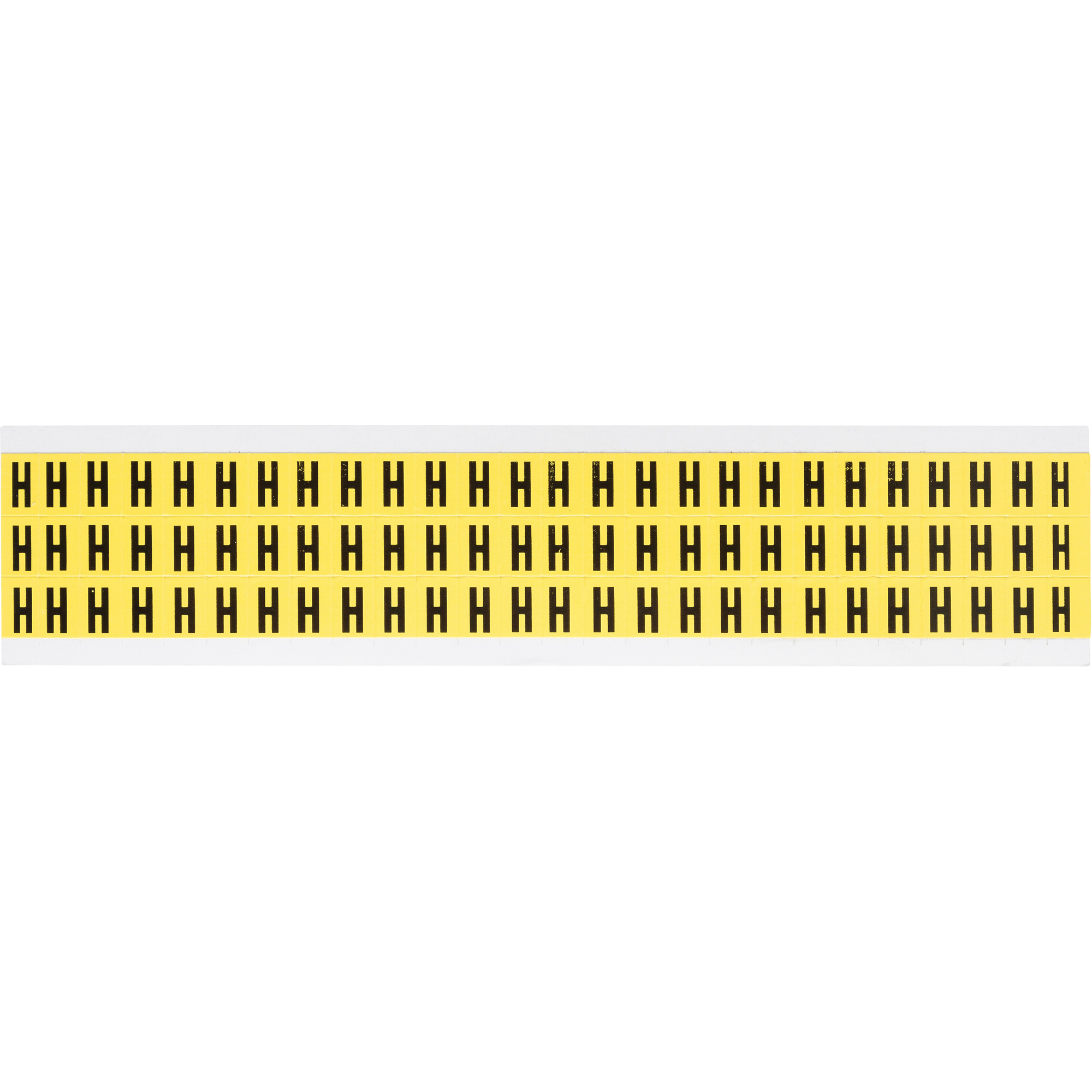 Étiquettes de lettres et chiffres individuels repositionnables, H, 3/8" h, Noir sur jaune