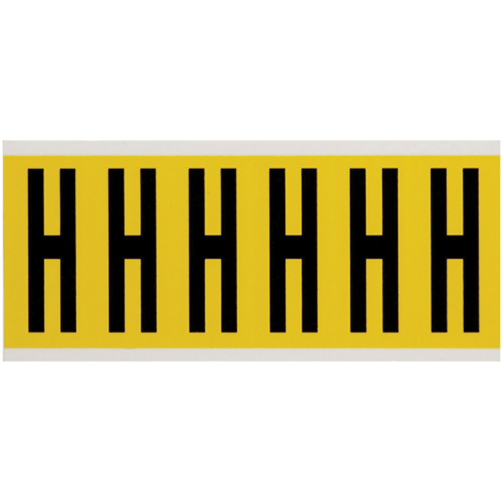 Étiquettes de lettres et chiffres individuels repositionnables, H, 3" h, Noir sur jaune