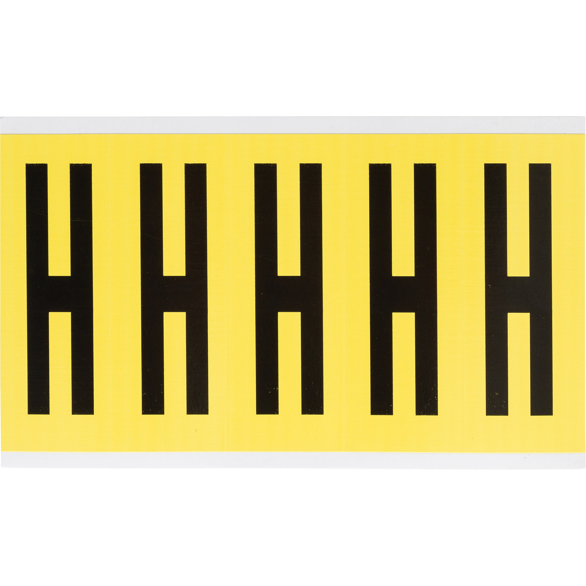 Étiquettes de lettres et chiffres individuels repositionnables, H, 4" h, Noir sur jaune