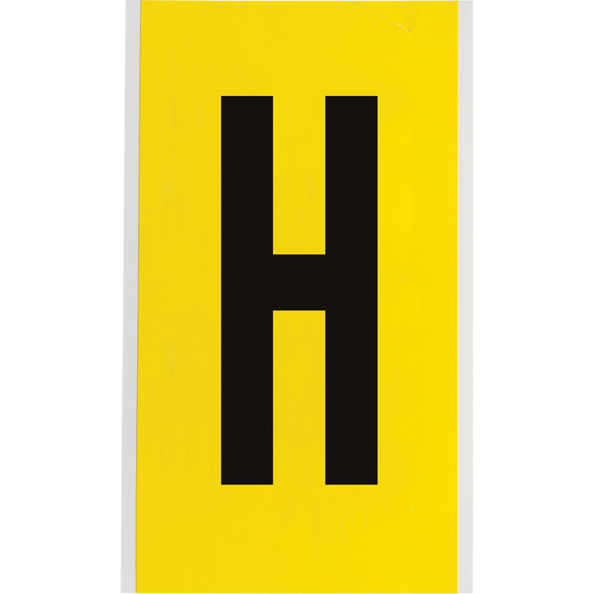 Étiquettes de lettres et chiffres individuels repositionnables, H, 6" h, Noir sur jaune