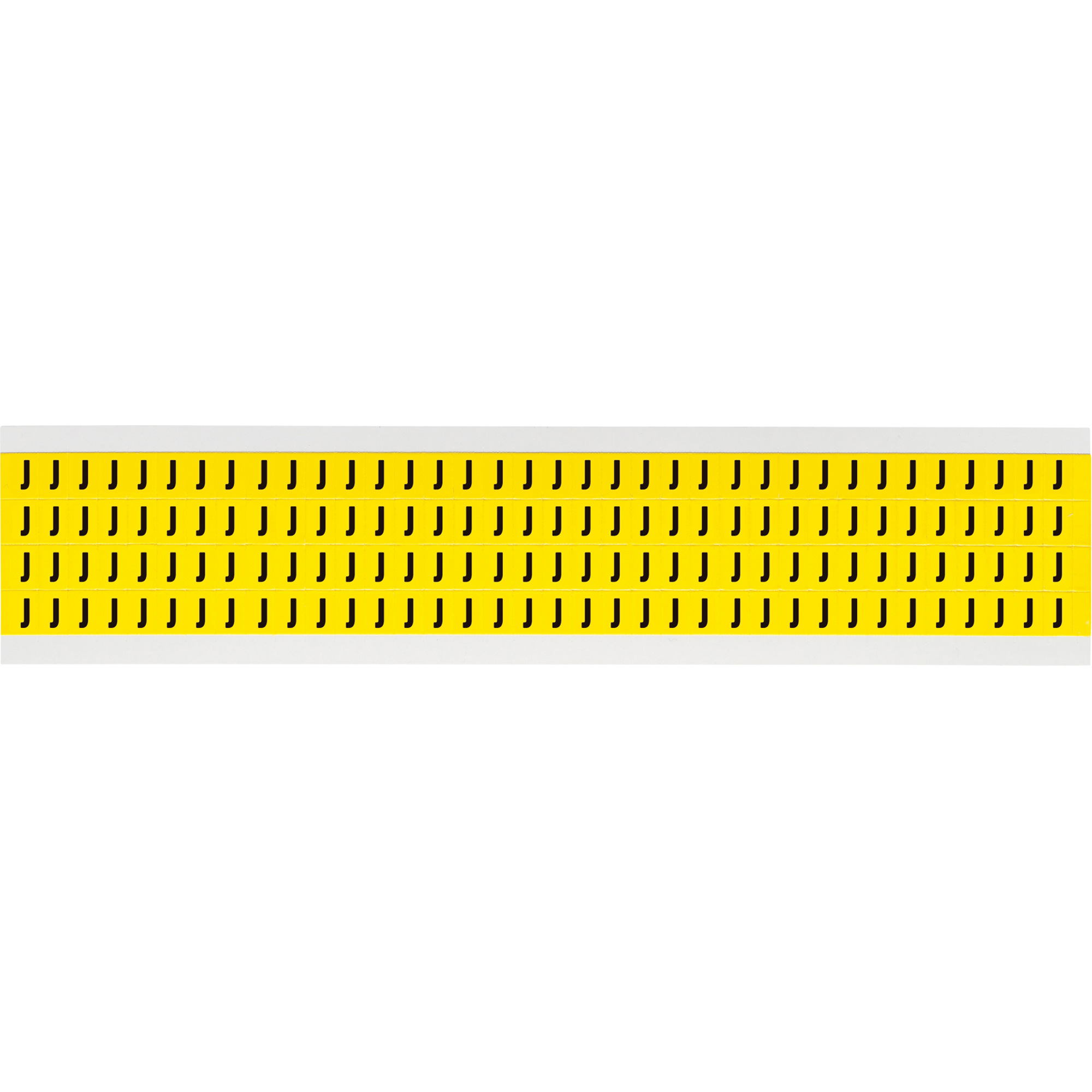 Étiquettes de lettres et chiffres individuels repositionnables, J, 1/4" h, Noir sur jaune