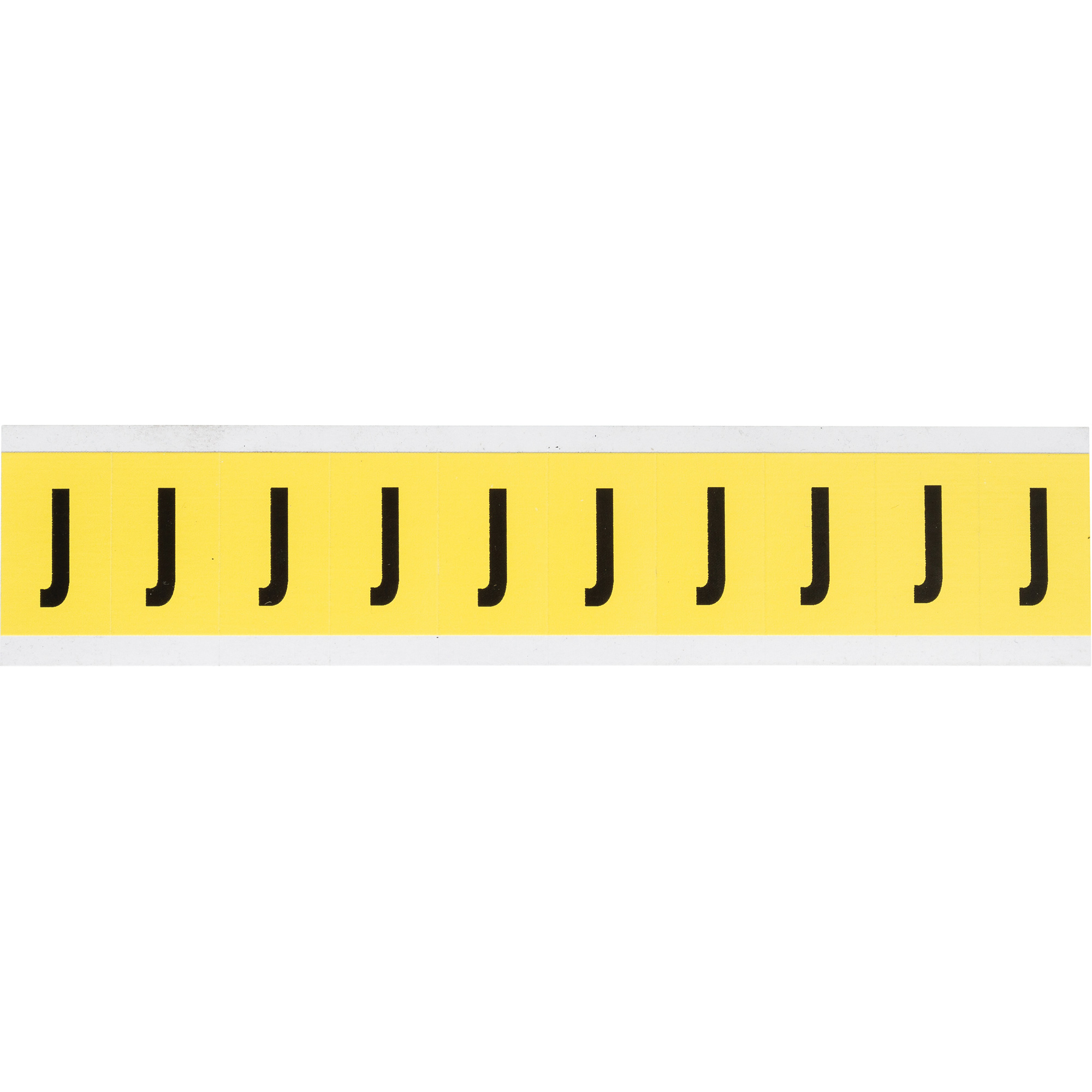 Étiquettes de lettres et chiffres individuels repositionnables, J, 1" h, Noir sur jaune