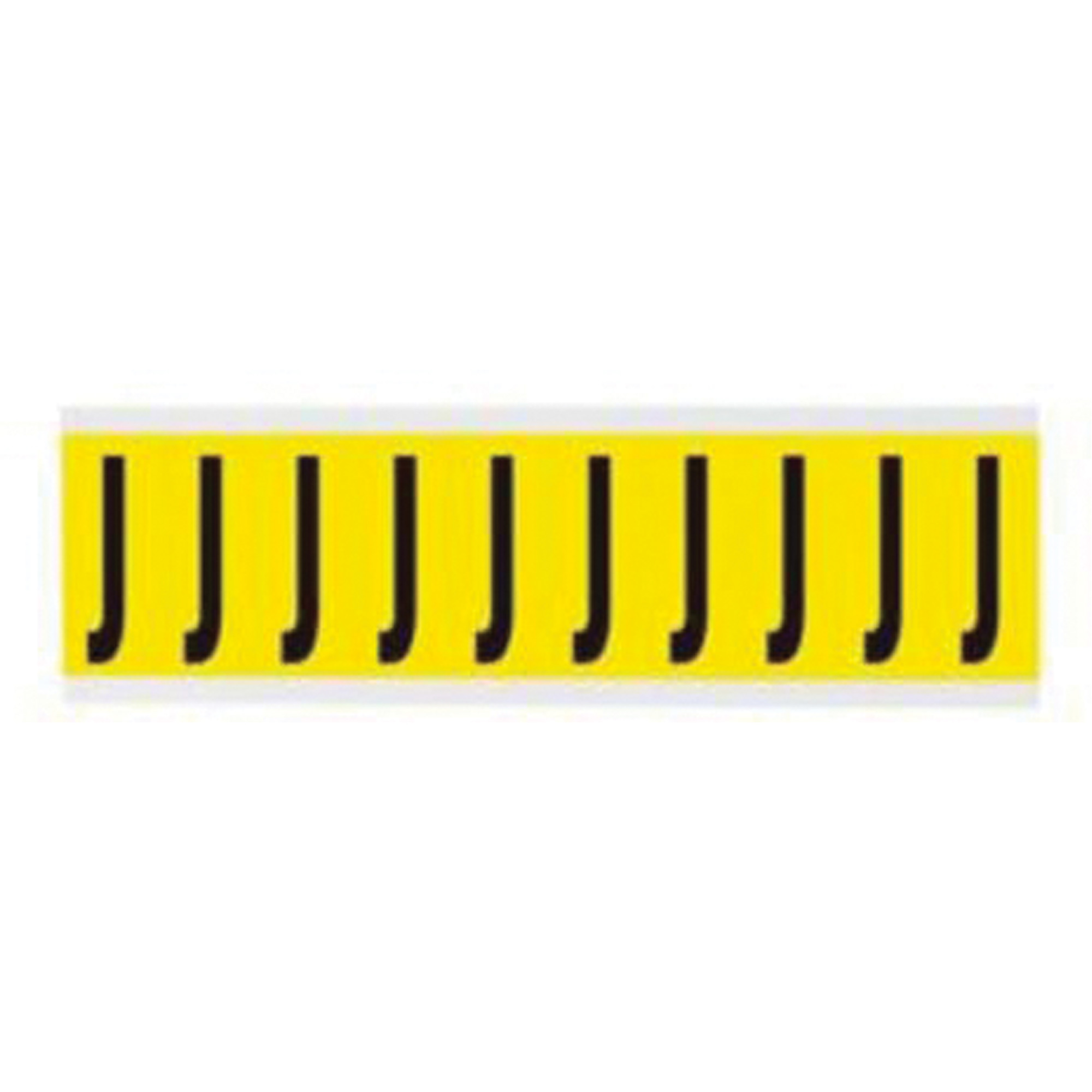Étiquettes de lettres et chiffres individuels repositionnables, J, 2" h, Noir sur jaune