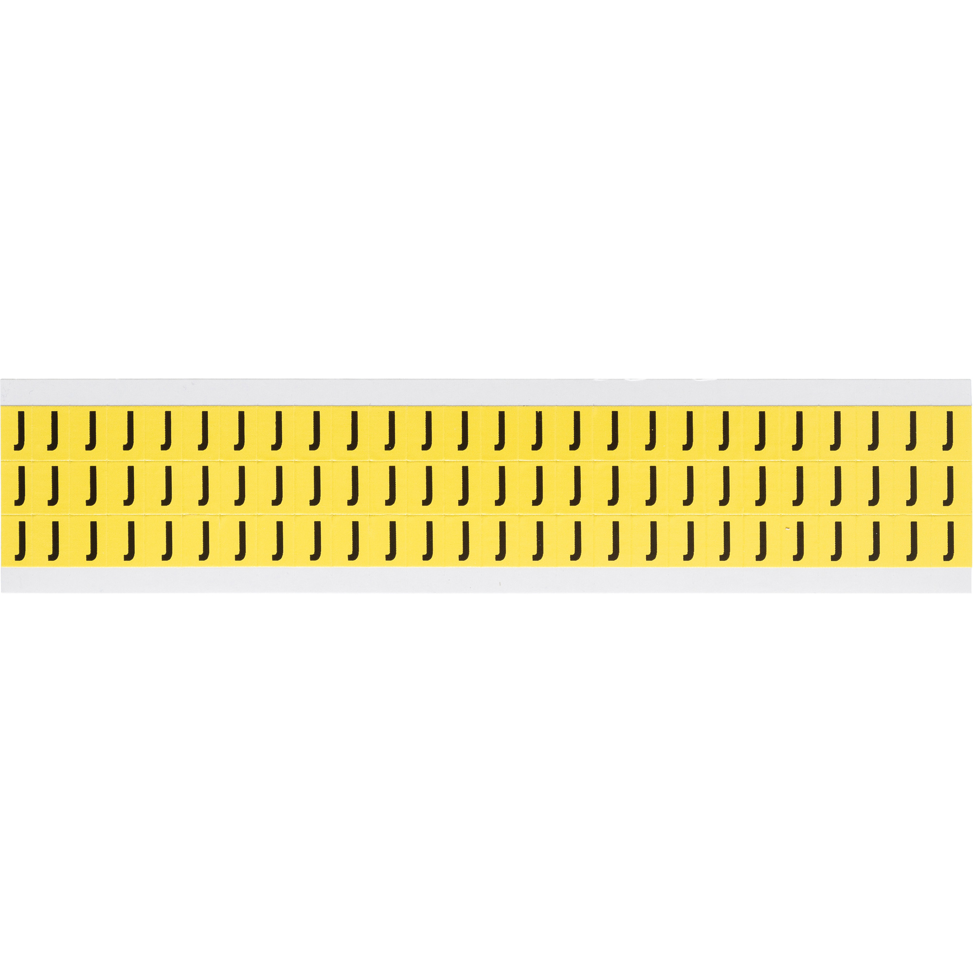 Étiquettes de lettres et chiffres individuels repositionnables, J, 3/8" h, Noir sur jaune