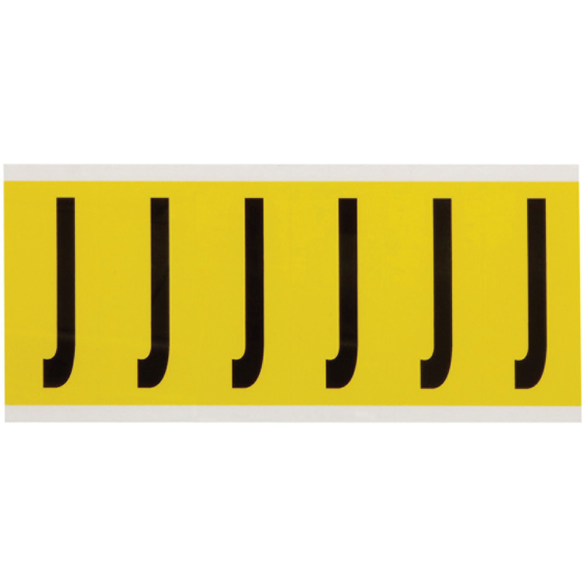 Étiquettes de lettres et chiffres individuels repositionnables, J, 3" h, Noir sur jaune