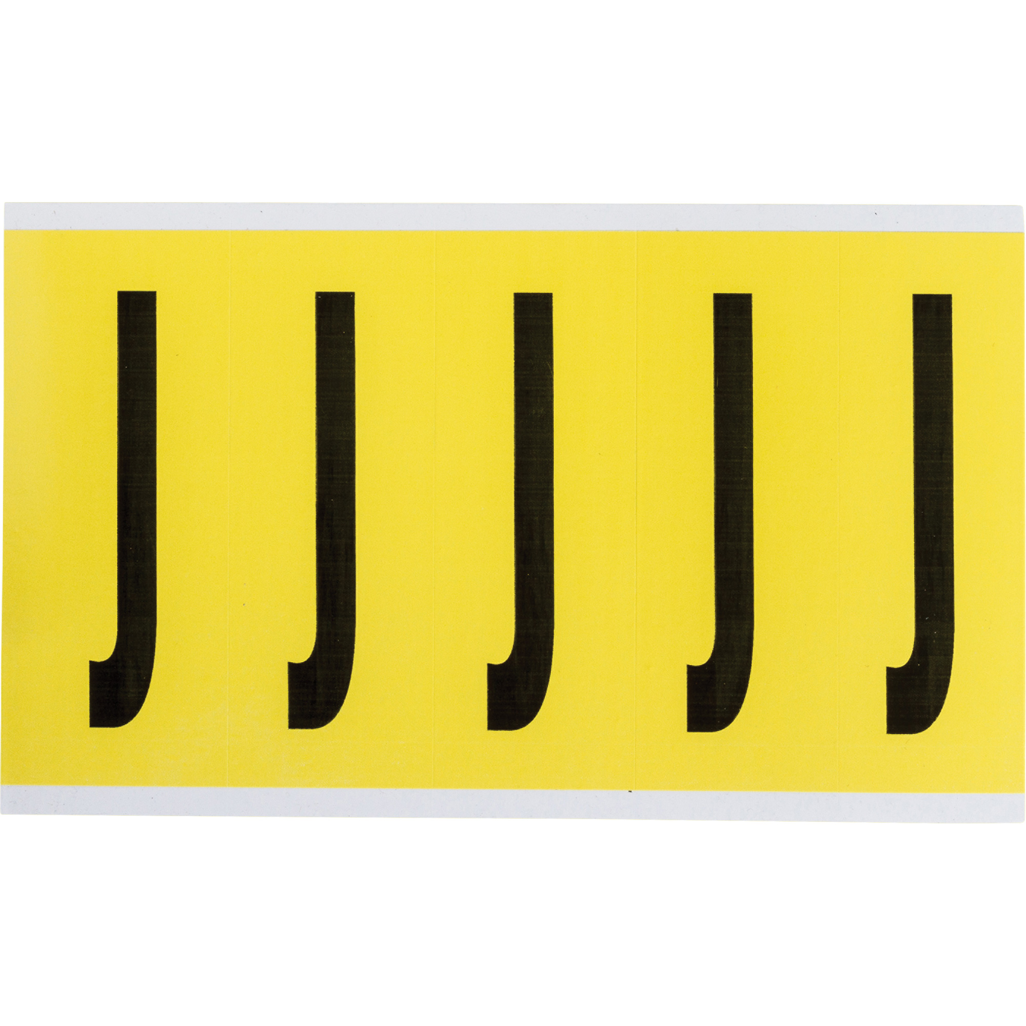 Étiquettes de lettres et chiffres individuels repositionnables, J, 4" h, Noir sur jaune