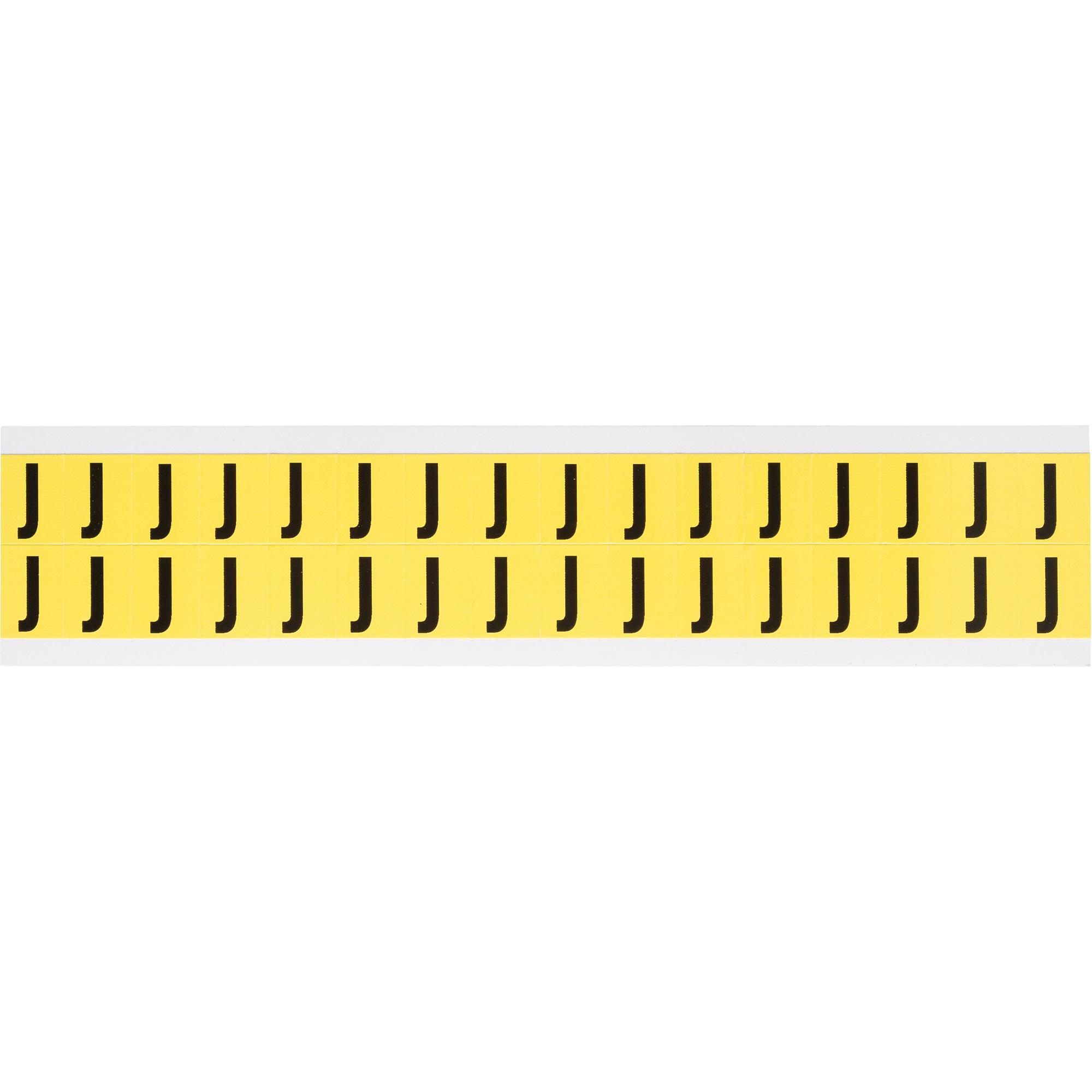 Étiquettes de lettres et chiffres individuels repositionnables, J, 5/8" h, Noir sur jaune