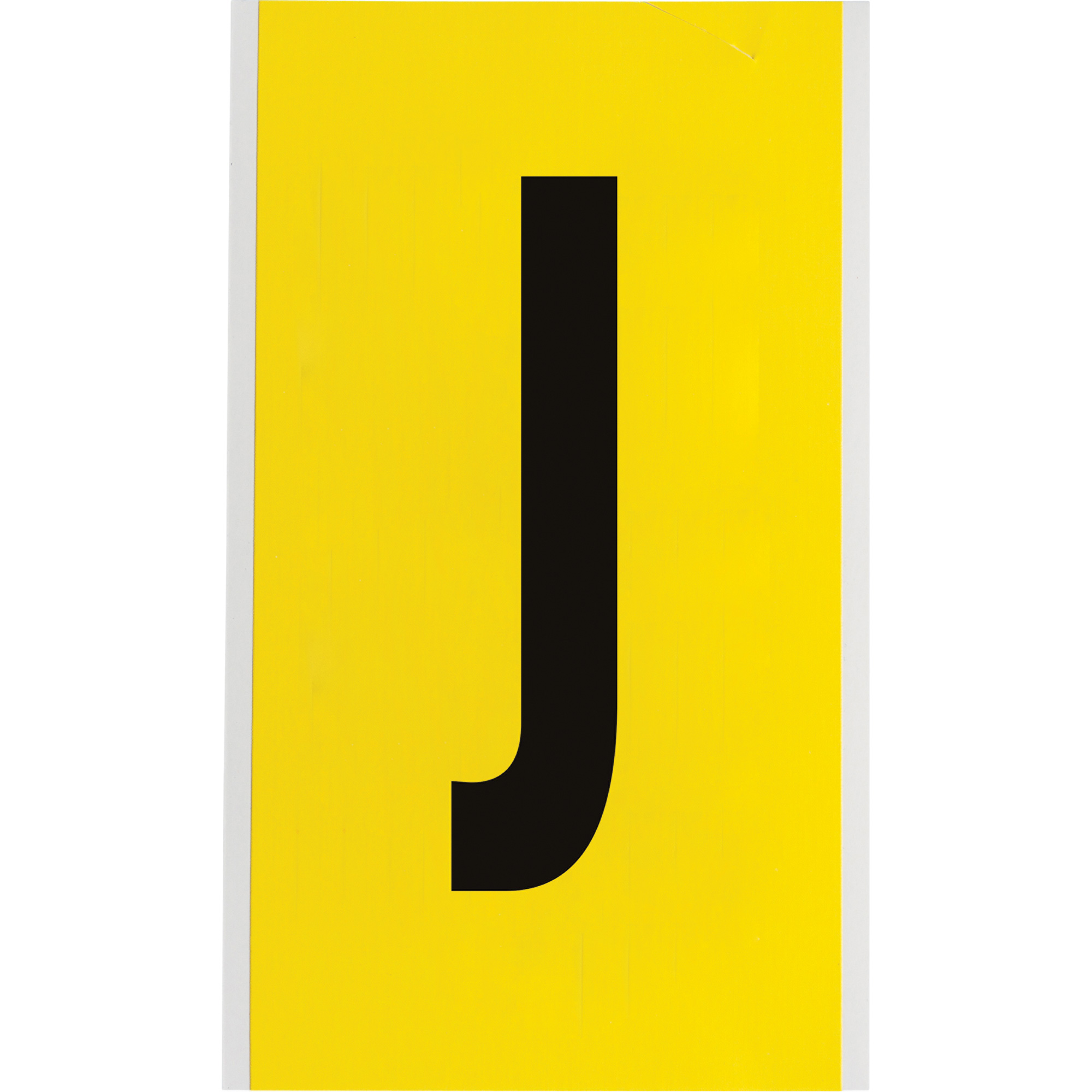 Étiquettes de lettres et chiffres individuels repositionnables, J, 6" h, Noir sur jaune