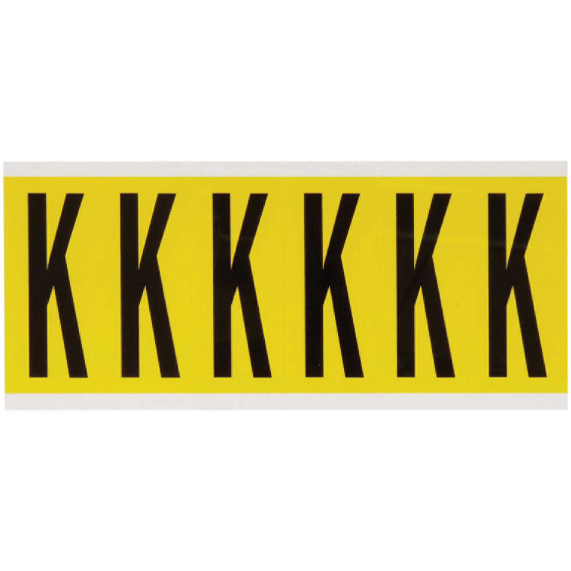 Étiquettes de lettres et chiffres individuels repositionnables, K, 3" h, Noir sur jaune