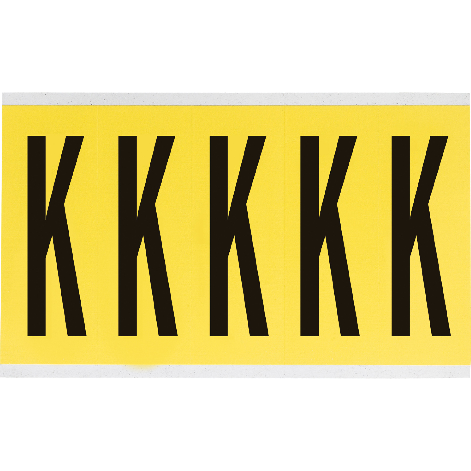 Étiquettes de lettres et chiffres individuels repositionnables, K, 4" h, Noir sur jaune
