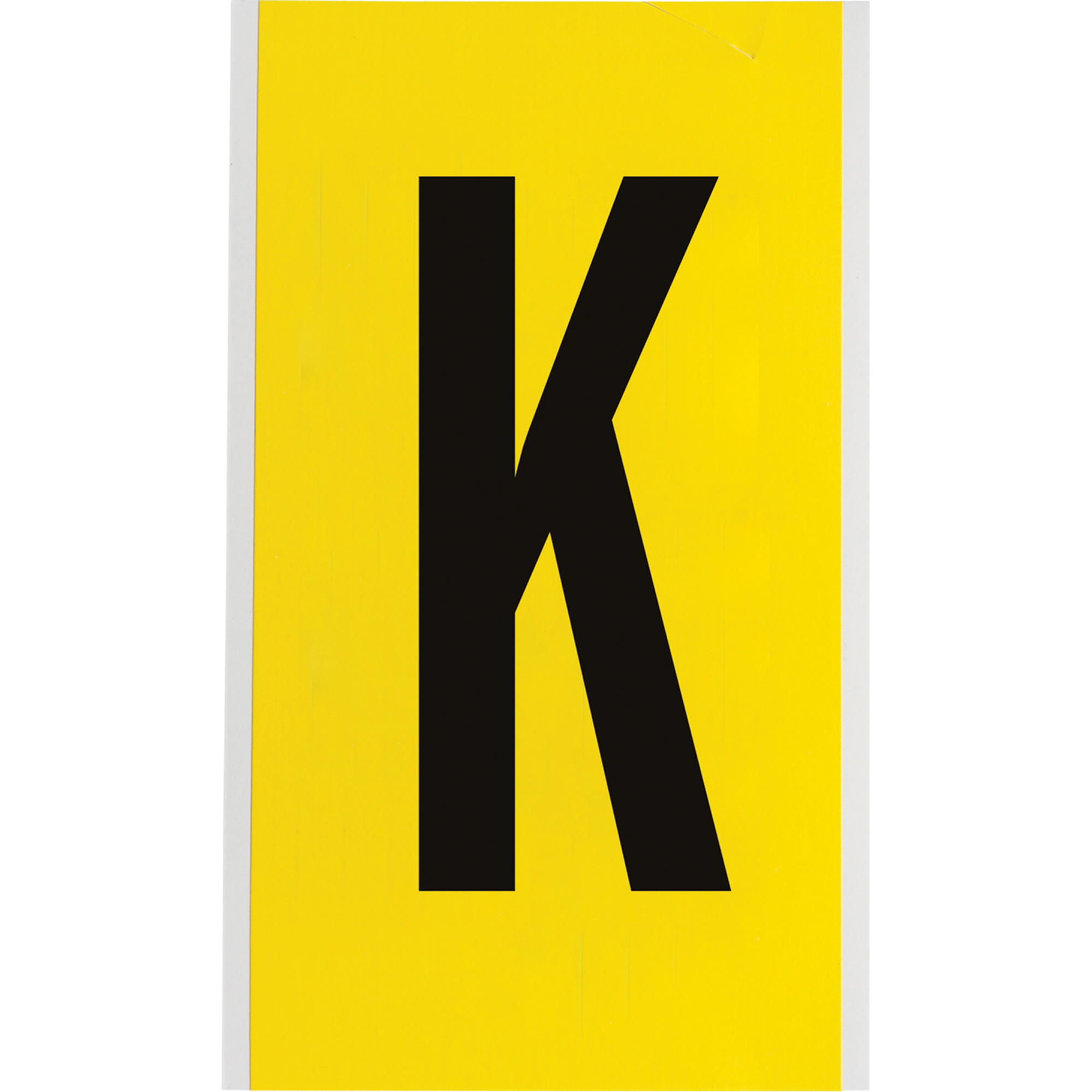 Étiquettes de lettres et chiffres individuels repositionnables, K, 6" h, Noir sur jaune
