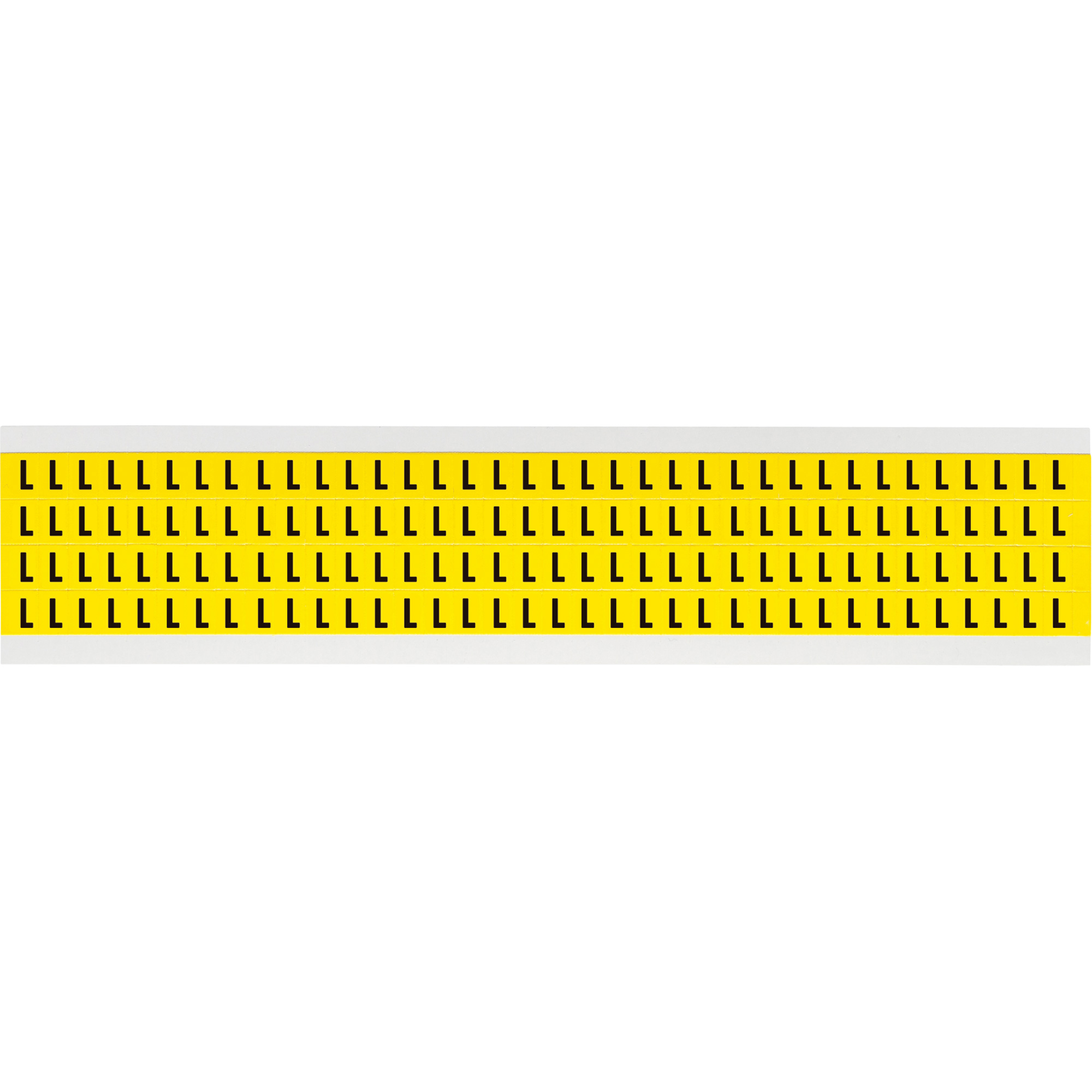 Étiquettes de lettres et chiffres individuels repositionnables, L, 1/4" h, Noir sur jaune