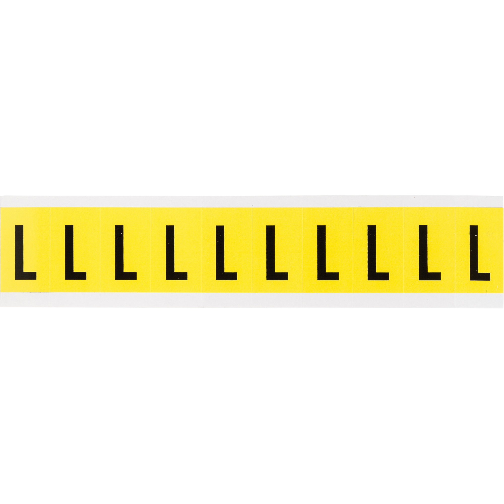 Étiquettes de lettres et chiffres individuels repositionnables, L, 1" h, Noir sur jaune