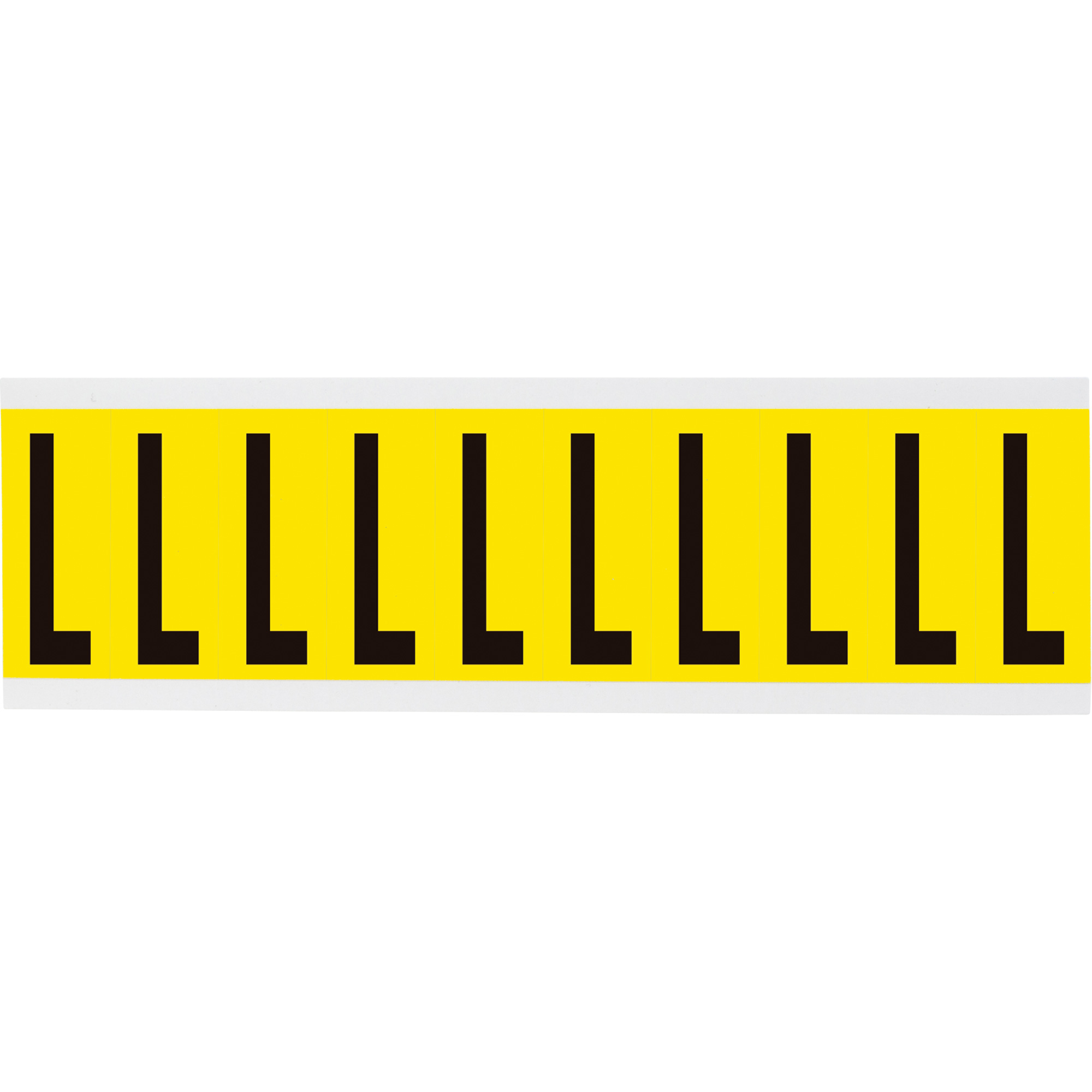 Étiquettes de lettres et chiffres individuels repositionnables, L, 2" h, Noir sur jaune