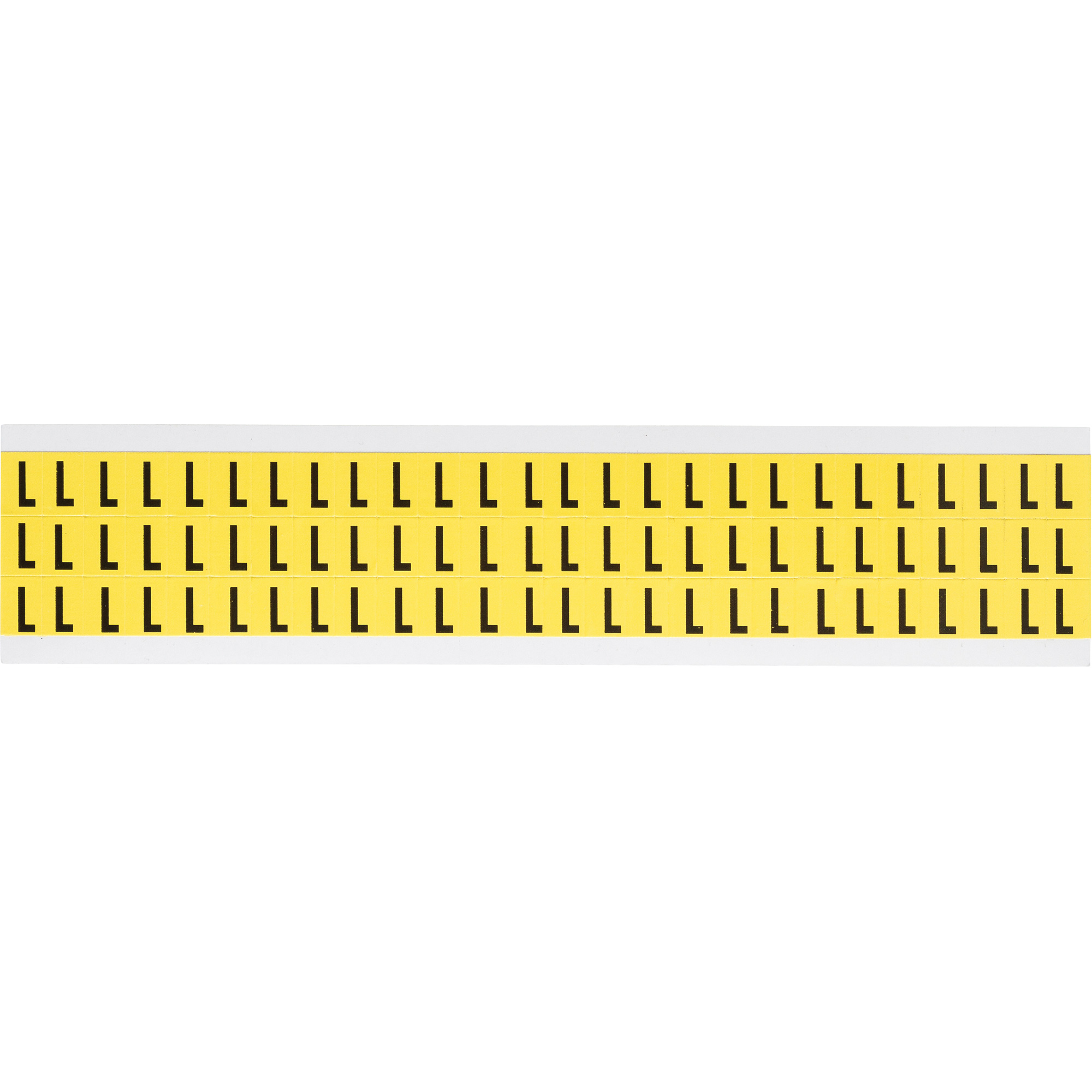 Étiquettes de lettres et chiffres individuels repositionnables, L, 3/8" h, Noir sur jaune