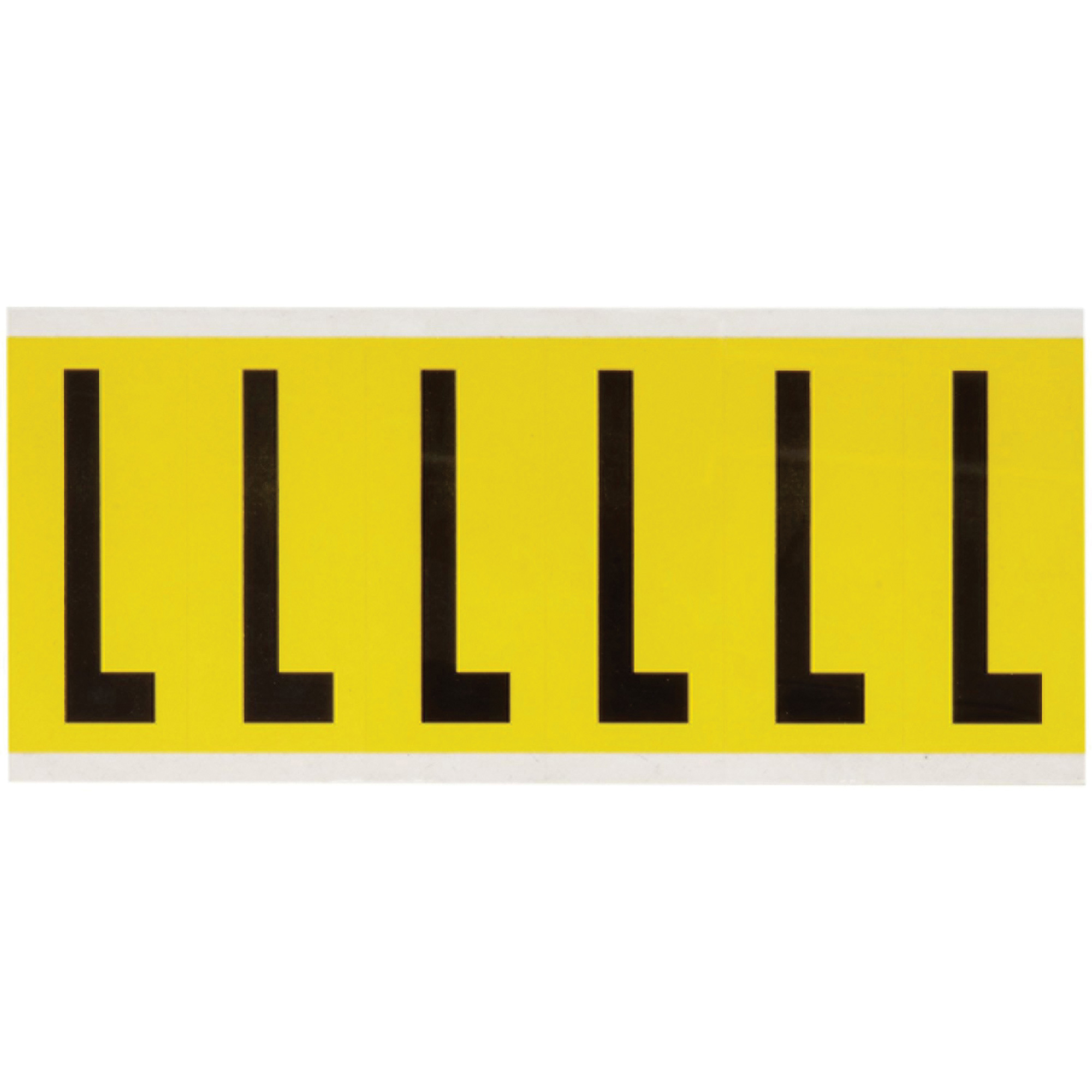 Étiquettes de lettres et chiffres individuels repositionnables, L, 3" h, Noir sur jaune
