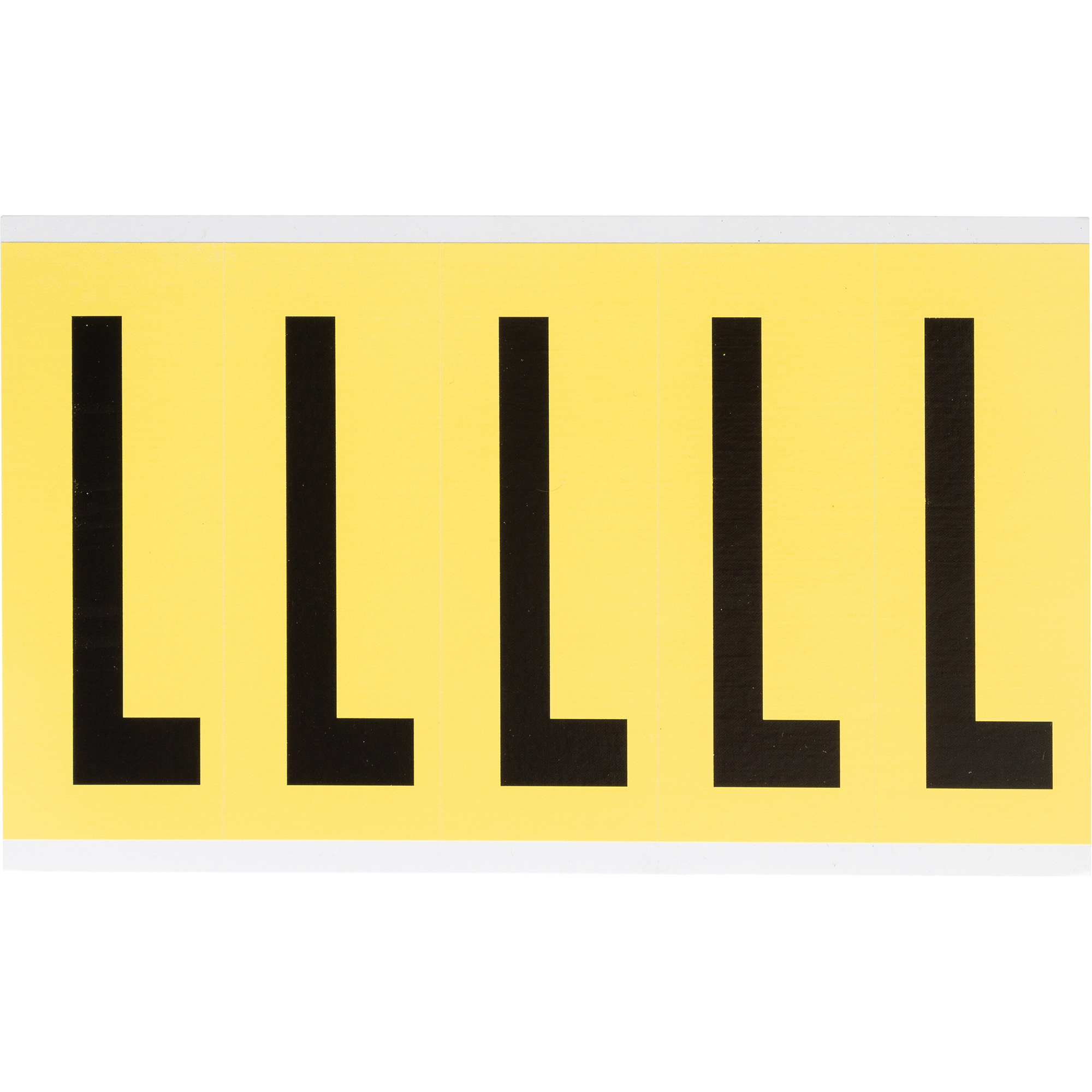 Étiquettes de lettres et chiffres individuels repositionnables, L, 4" h, Noir sur jaune
