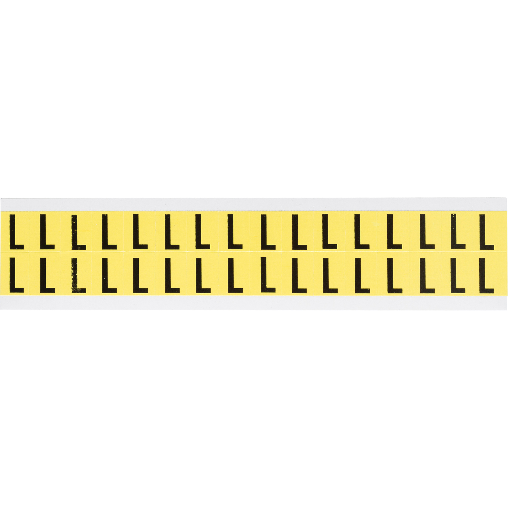 Étiquettes de lettres et chiffres individuels repositionnables, L, 5/8" h, Noir sur jaune