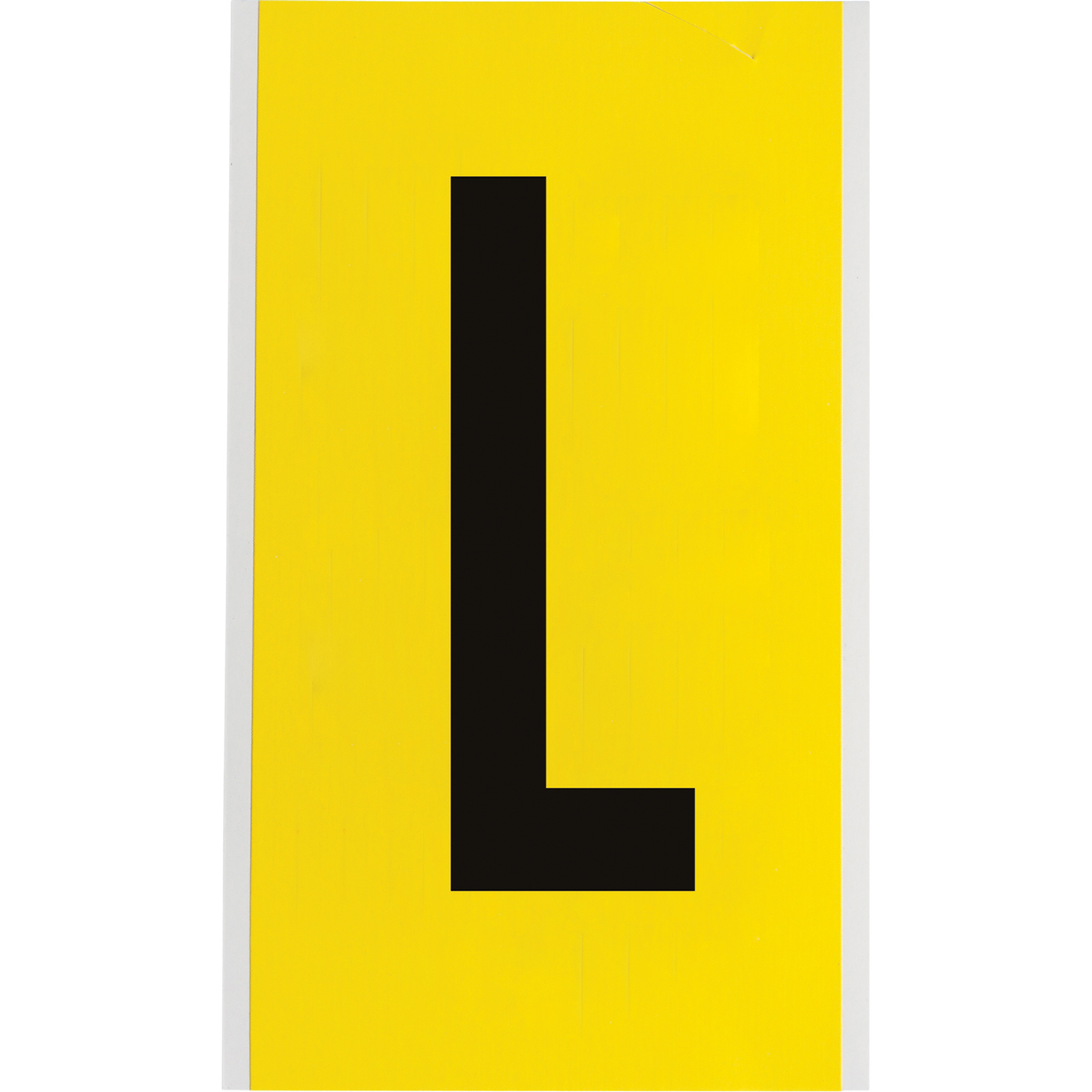 Étiquettes de lettres et chiffres individuels repositionnables, L, 6" h, Noir sur jaune
