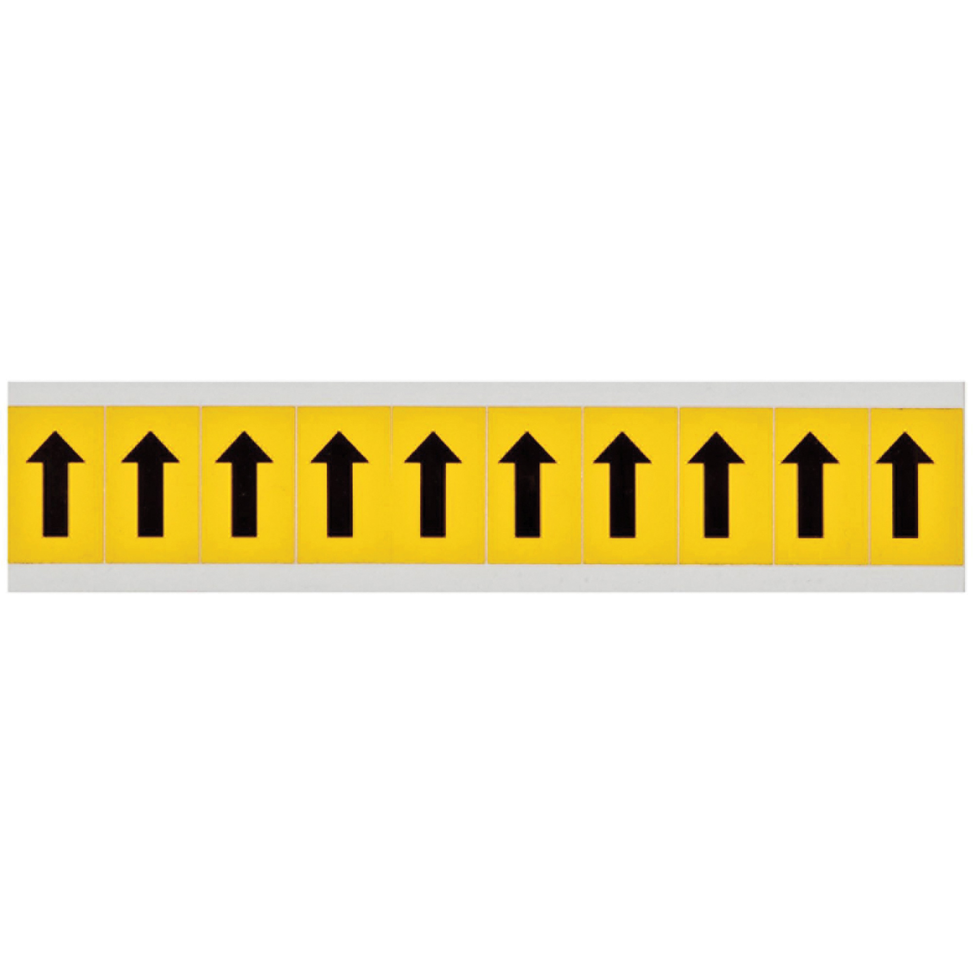 Étiquettes de lettres et chiffres individuels, Symbole de flèche, 1" h, Noir sur jaune