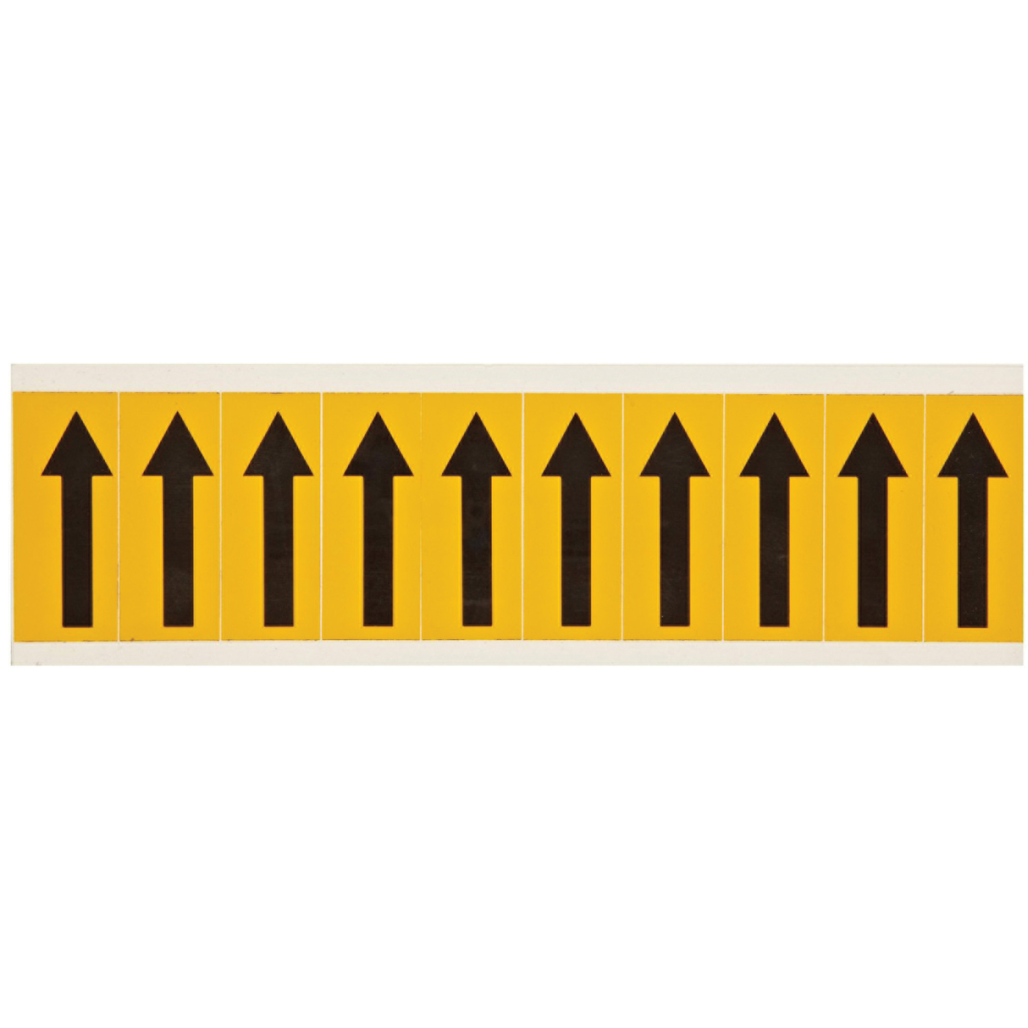 Étiquettes de lettres et chiffres individuels, Symbole de flèche, 2" h, Noir sur jaune