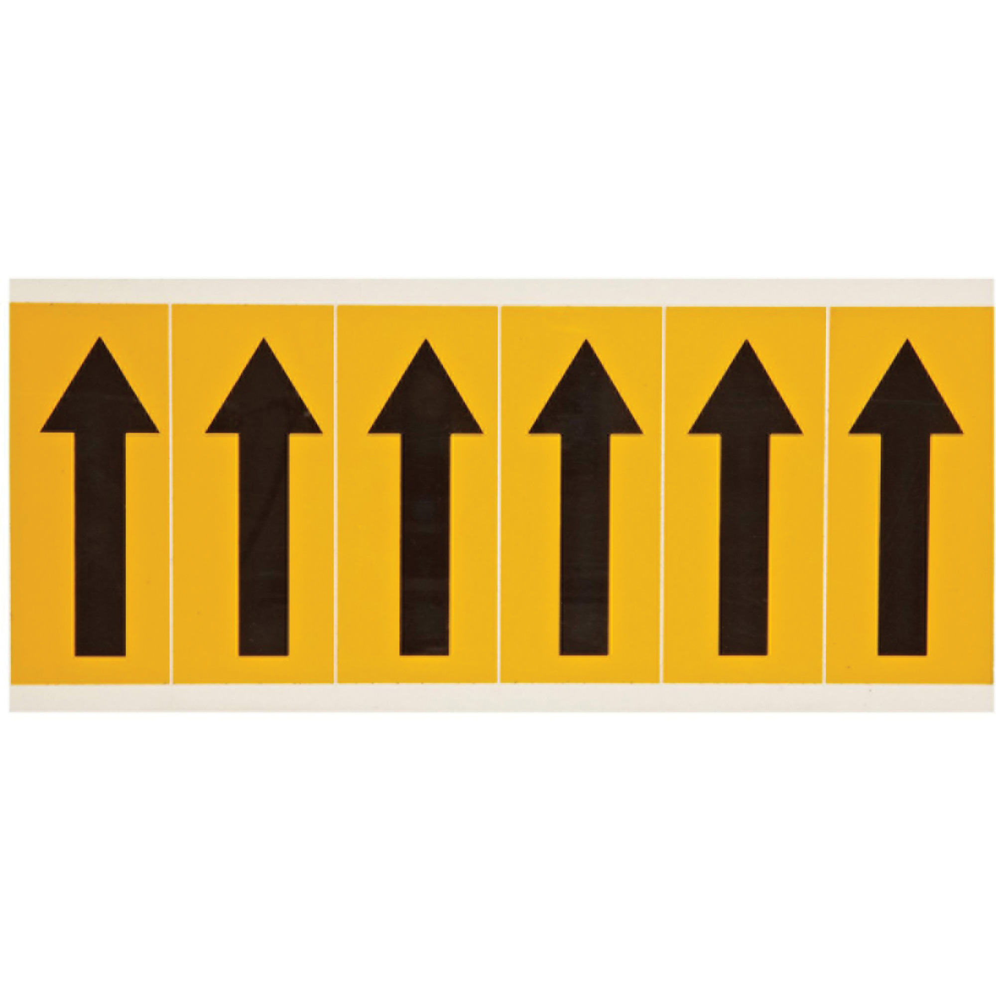 Étiquettes de lettres et chiffres individuels, Symbole de flèche, 3" h, Noir sur jaune