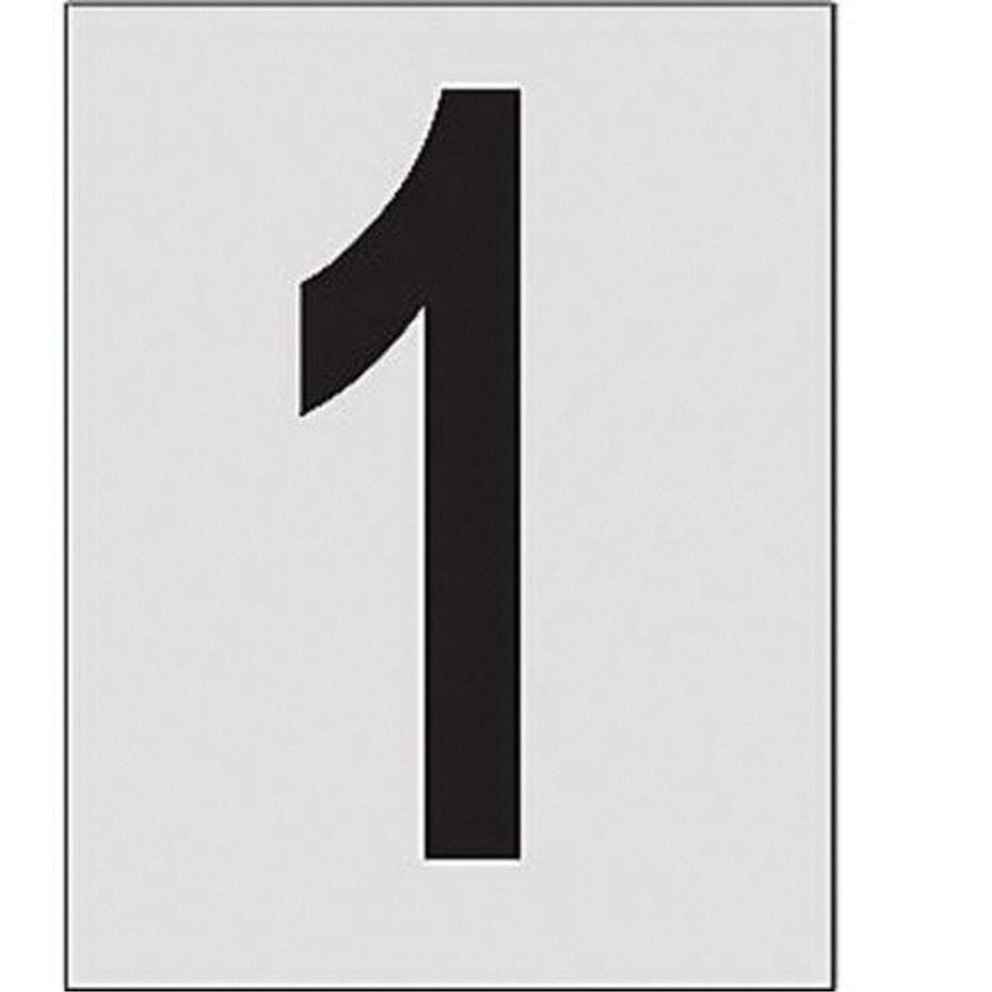 Étiquettes de lettres et chiffres réfléchissants individuels, 1, 1" h, Noir sur argent