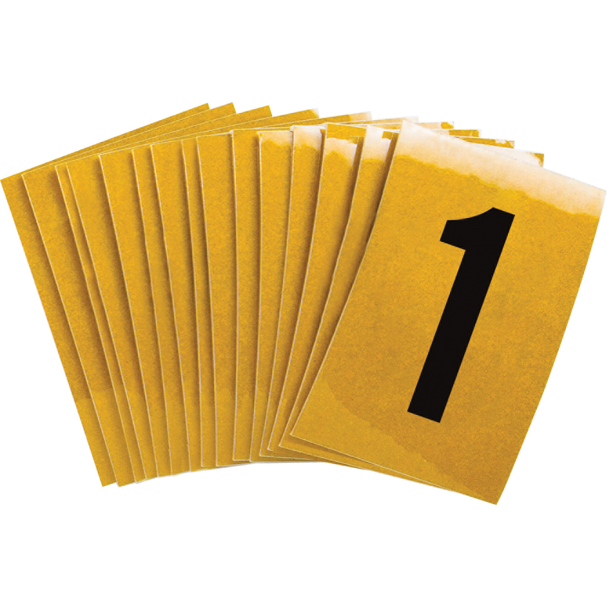 Étiquettes de lettres et chiffres réfléchissants individuels, 1, 1" h, Noir sur jaune
