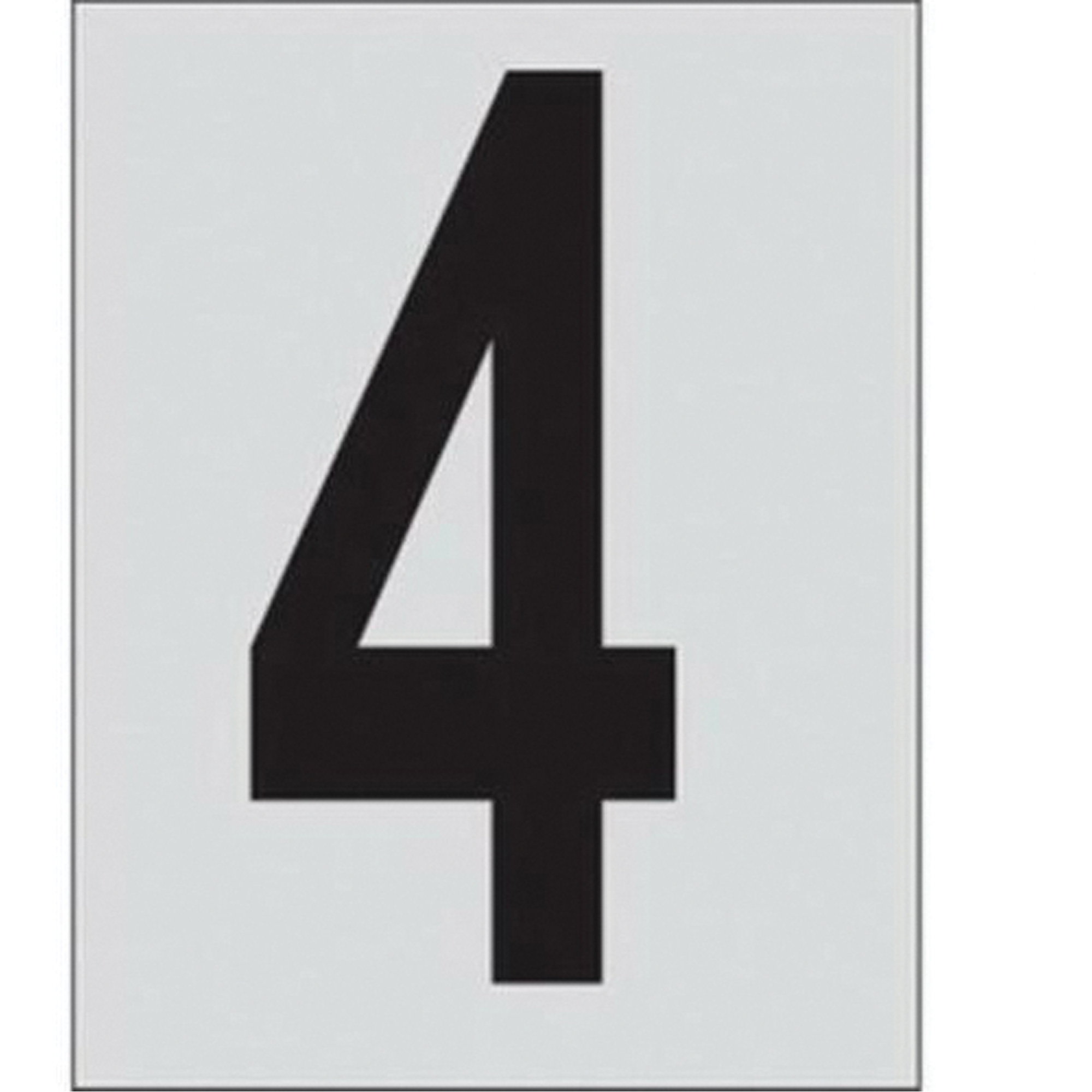 Étiquettes de lettres et chiffres réfléchissants individuels, 4, 1" h, Noir sur argent