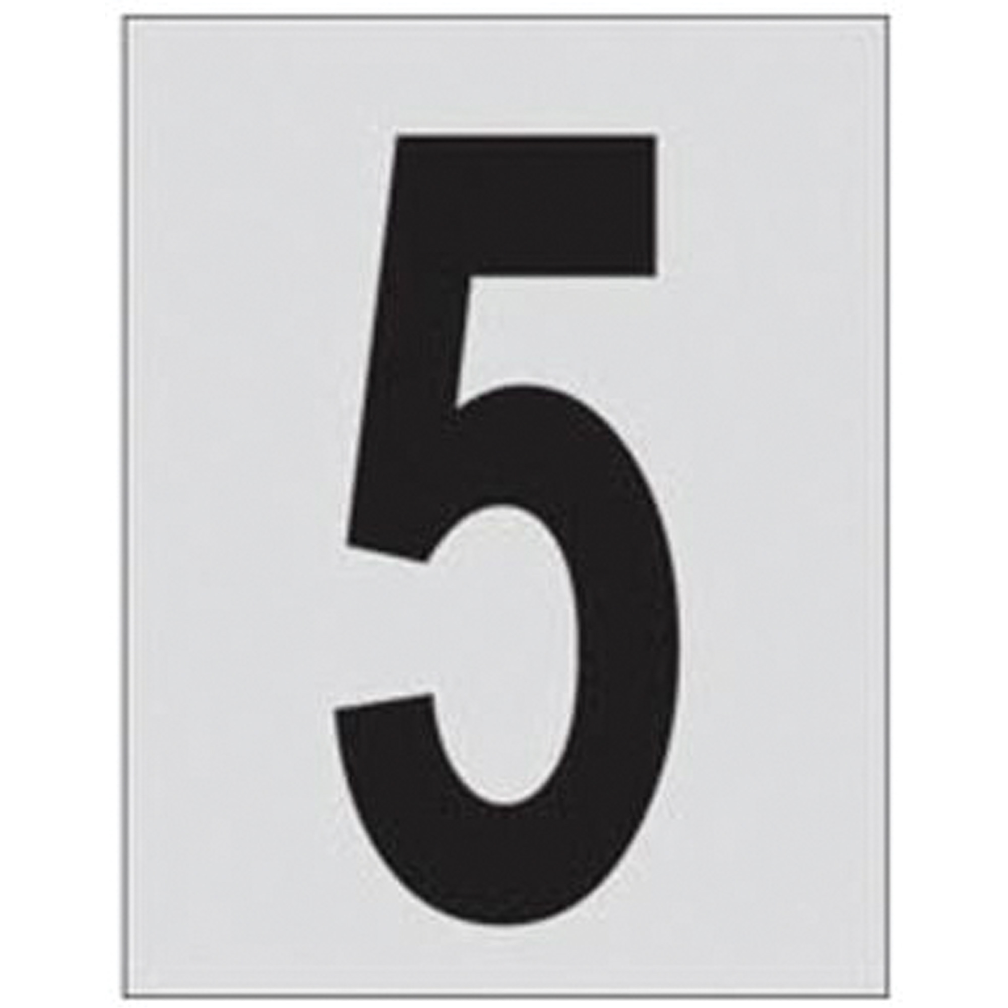 Étiquettes de lettres et chiffres réfléchissants individuels, 5, 1" h, Noir sur argent