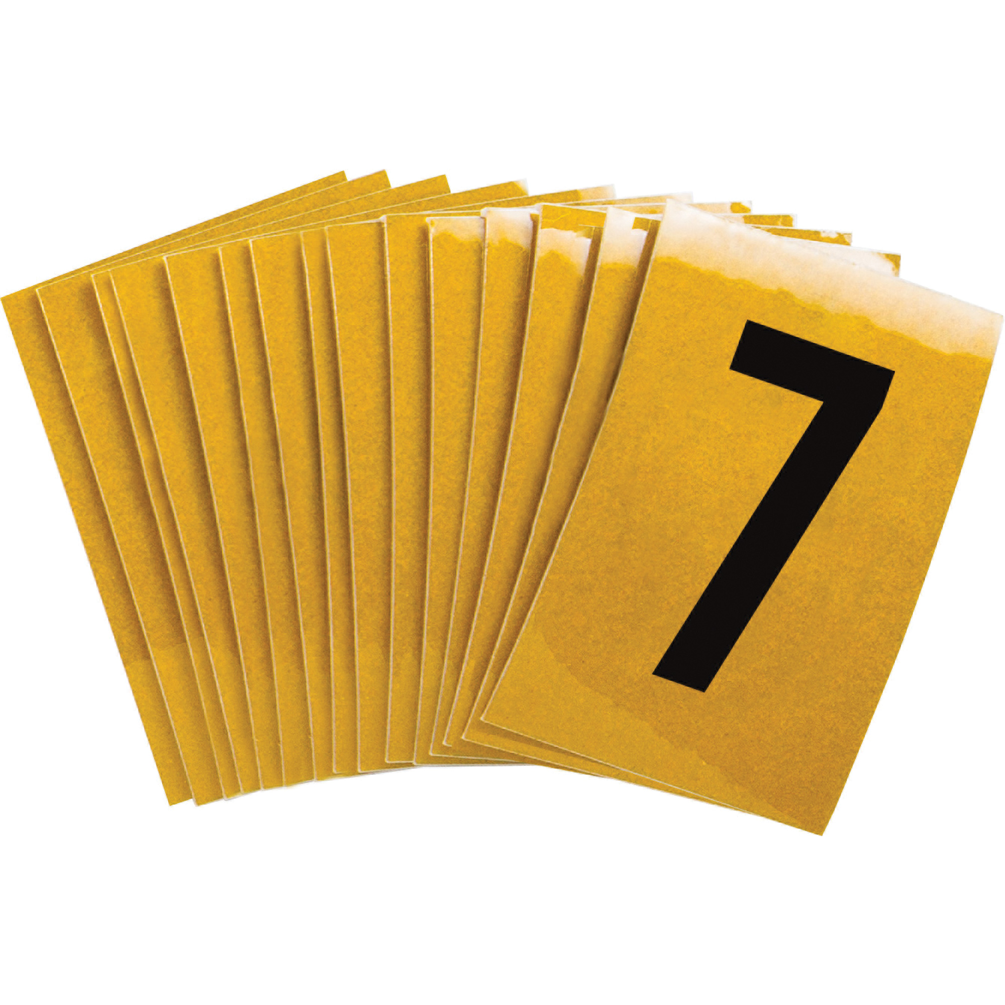 Étiquettes de lettres et chiffres réfléchissants individuels, 7, 1" h, Noir sur jaune