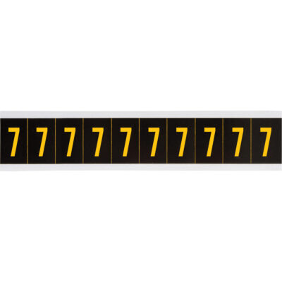 Étiquettes de lettres et chiffres individuels repositionnables, 7, 1" h, Jaune sur noir