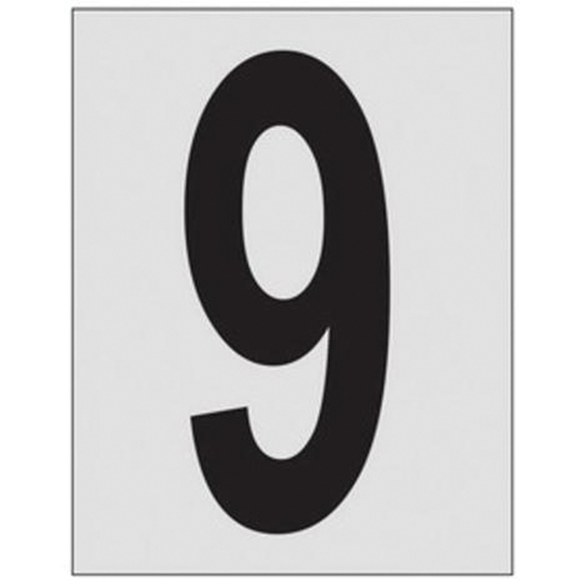 Étiquettes de lettres et chiffres réfléchissants individuels, 9, 1" h, Noir sur argent