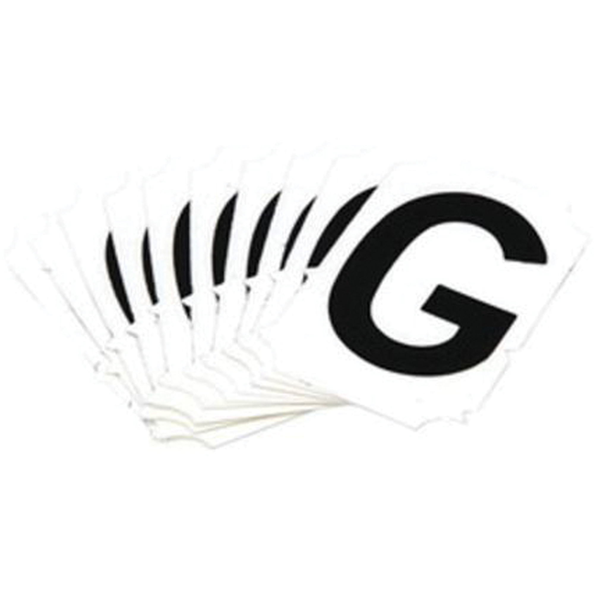 Étiquettes de lettres et chiffres réfléchissants individuels, G, 1" h, Noir sur argent