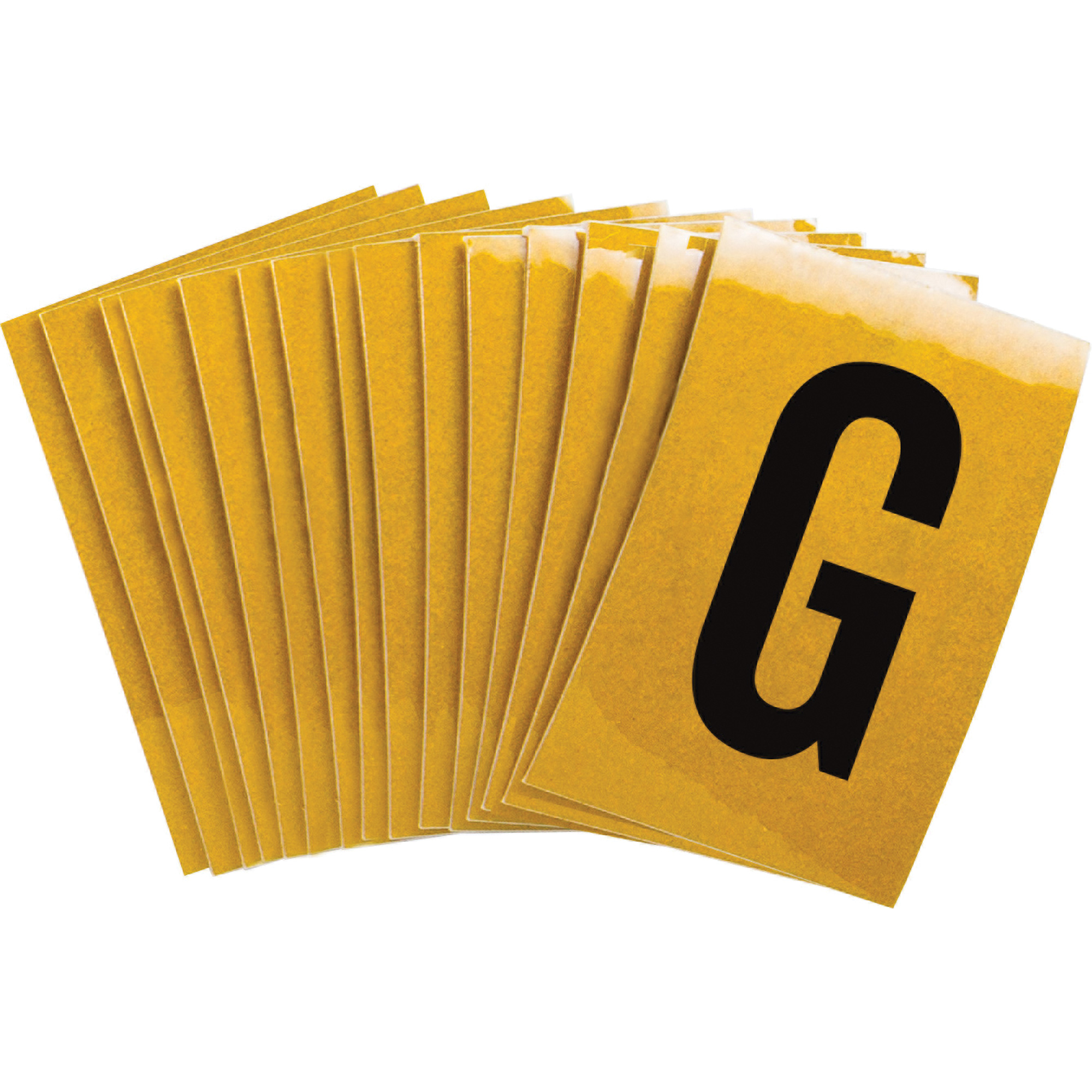 Étiquettes de lettres et chiffres réfléchissants individuels, G, 1" h, Noir sur jaune