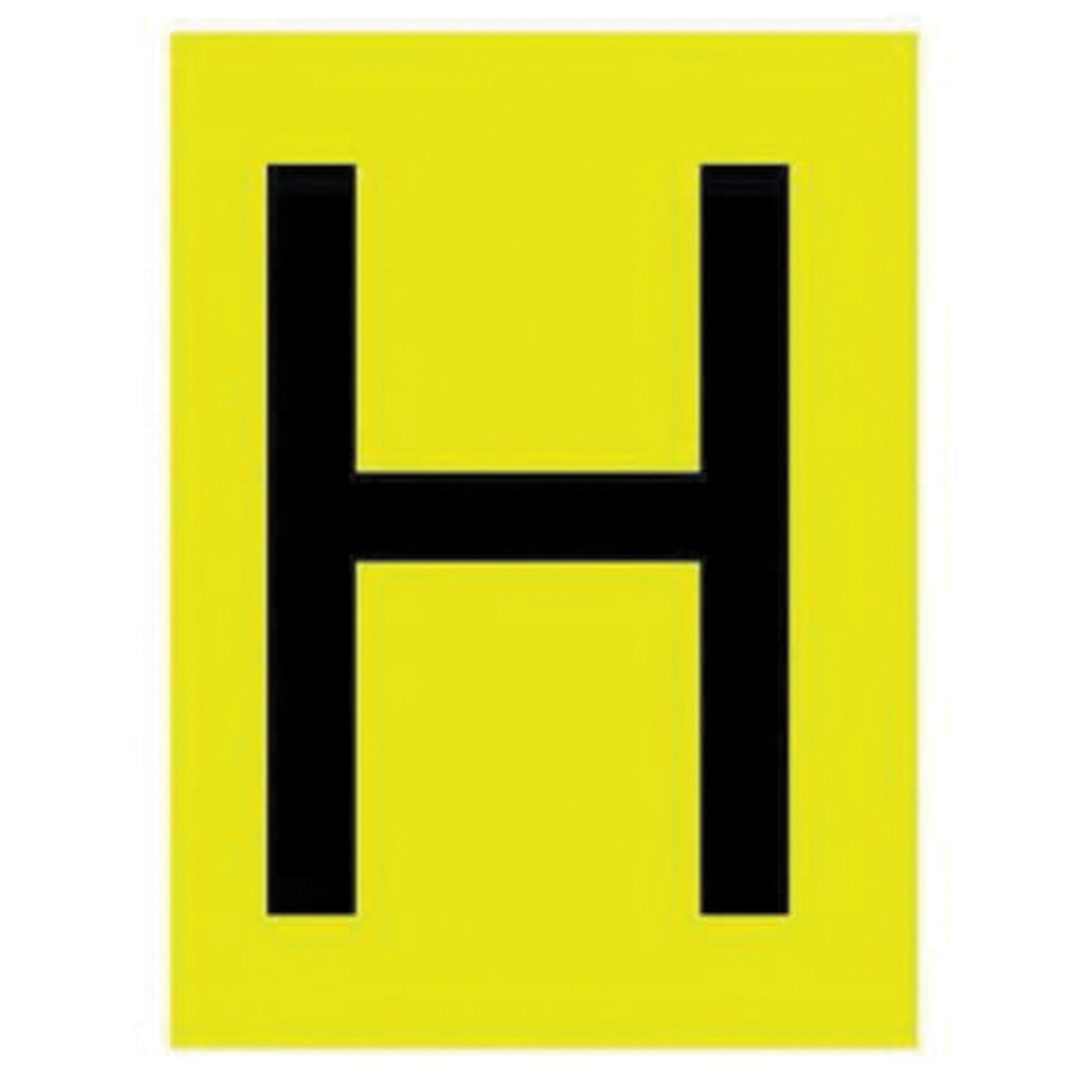 Étiquettes de lettres et chiffres réfléchissants individuels, H, 1" h, Noir sur jaune