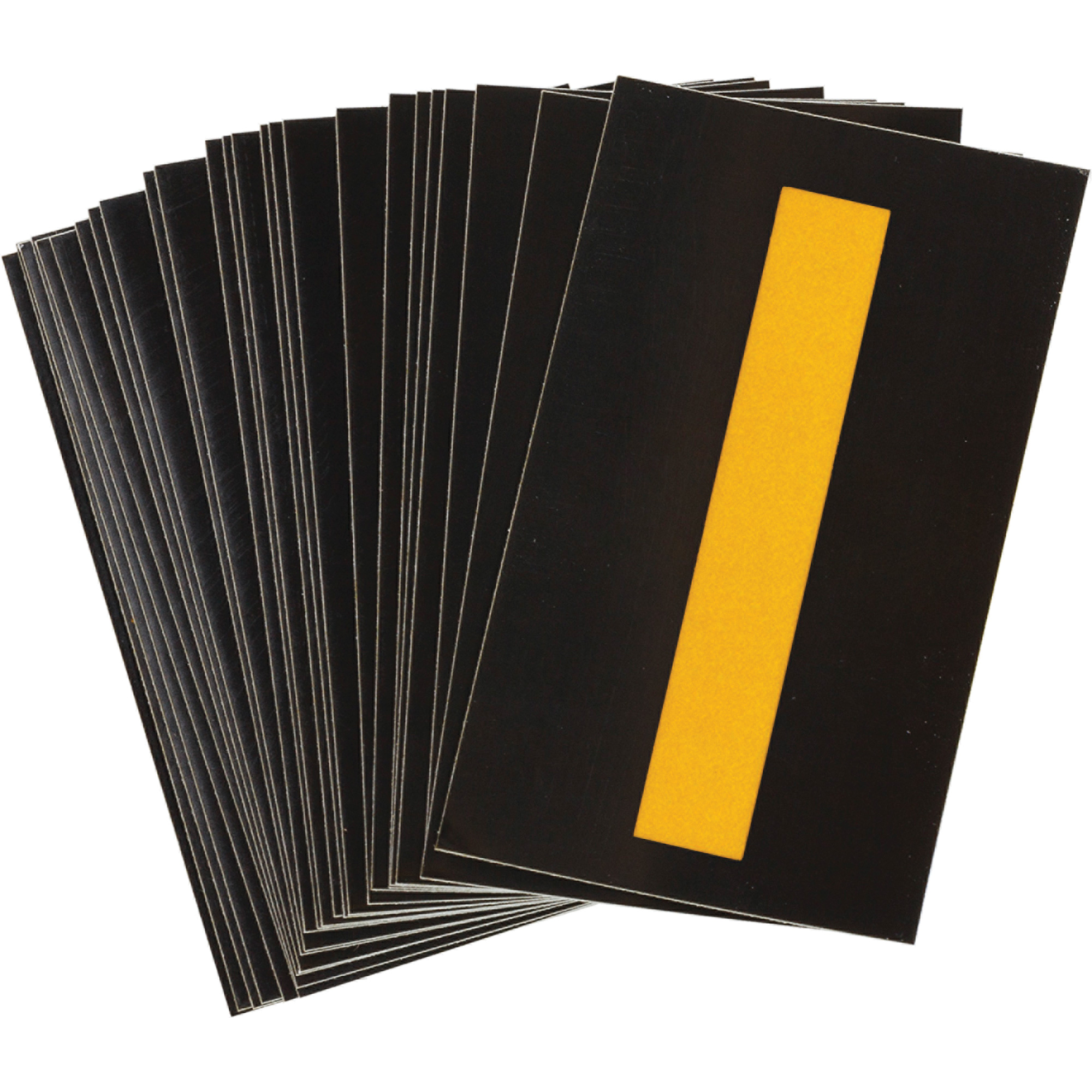 Étiquettes de lettres et chiffres réfléchissants individuels, I, 1-1/2" h, Jaune sur noir