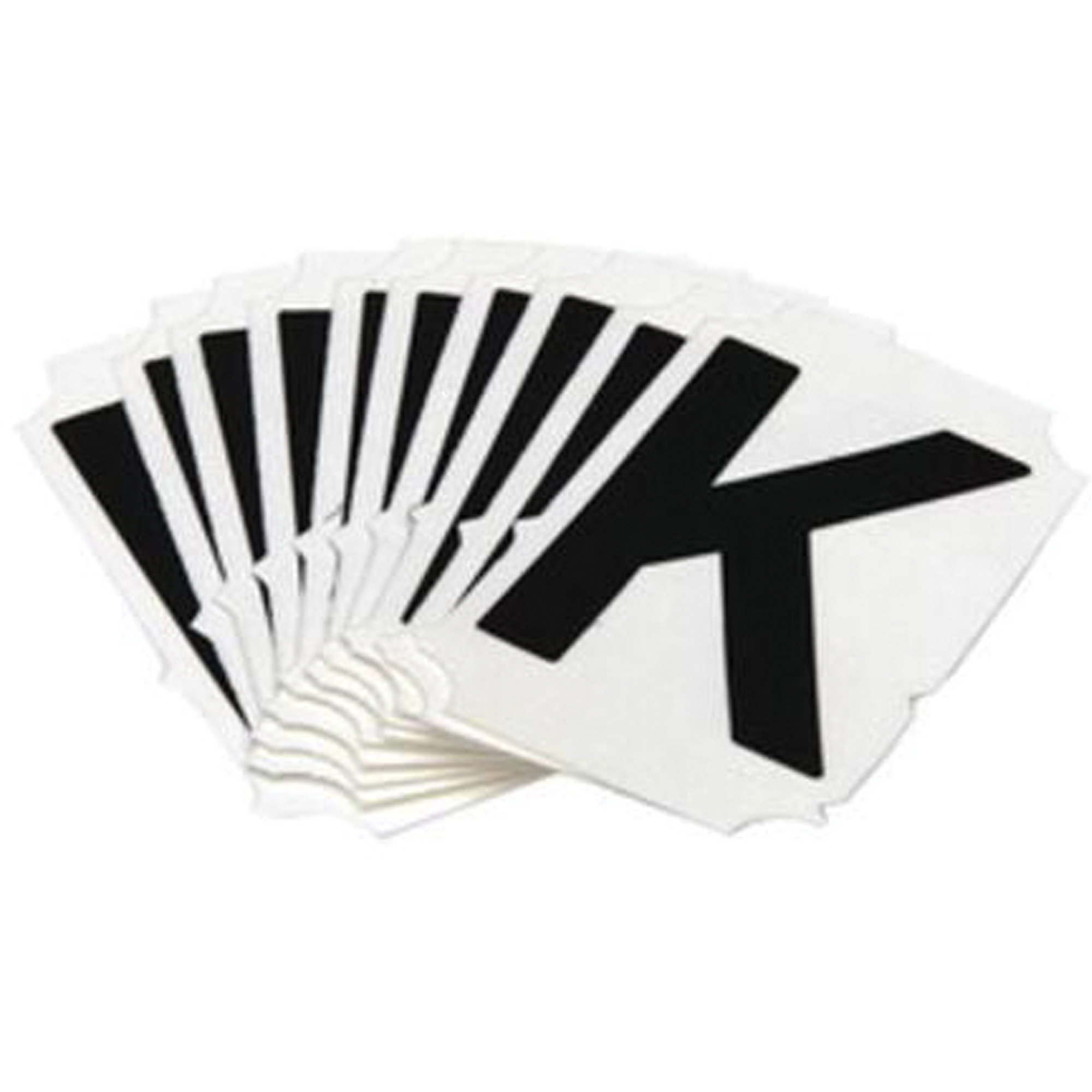 Étiquettes de lettres et chiffres réfléchissants individuels, K, 1" h, Noir sur argent