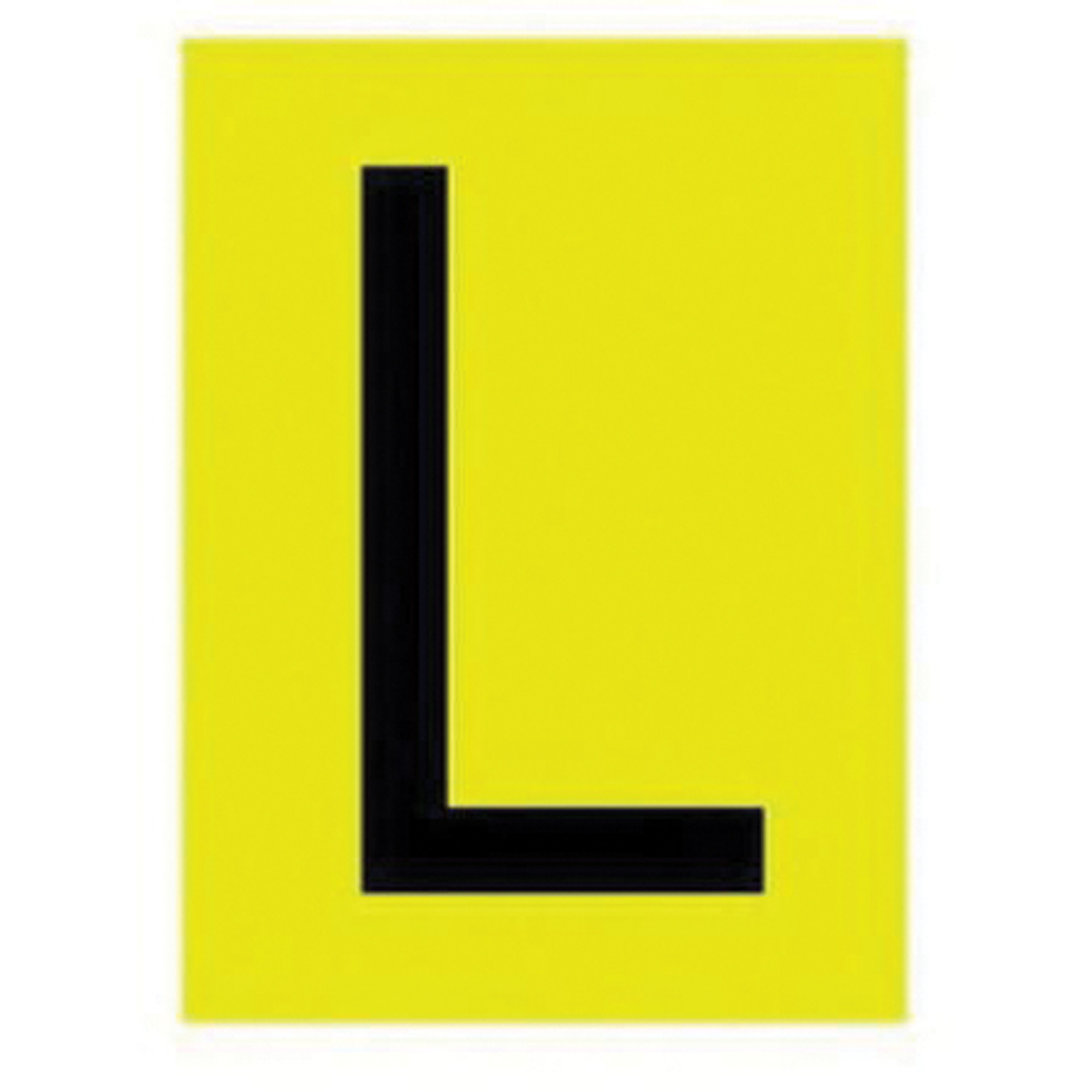 Étiquettes de lettres et chiffres réfléchissants individuels, L, 1" h, Noir sur jaune