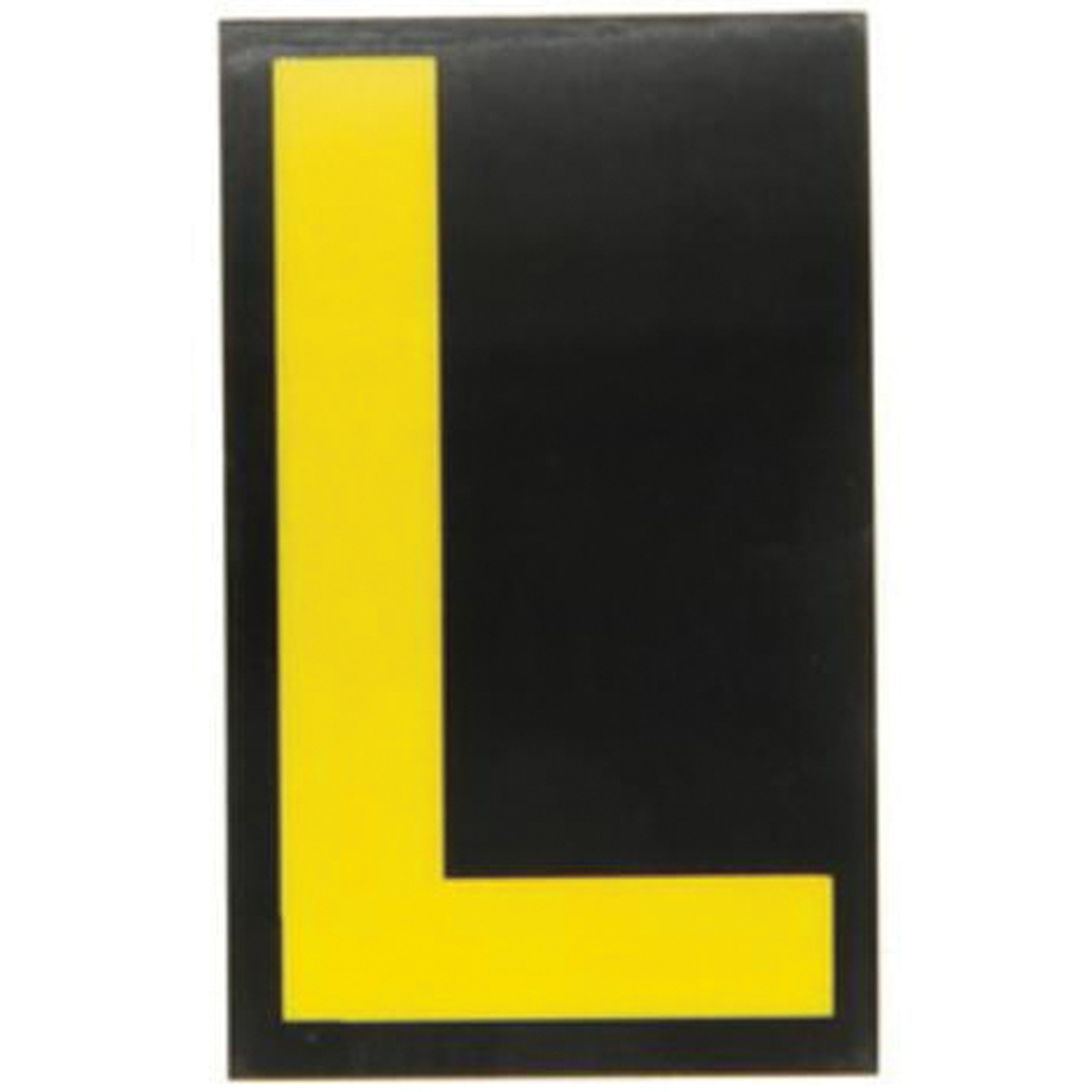 Étiquettes de lettres et chiffres réfléchissants individuels, L, 2-1/2" h, Jaune sur noir