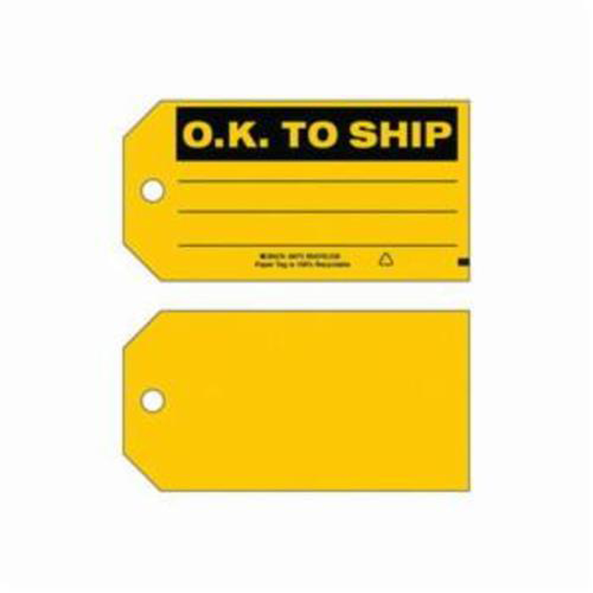 Étiquettes de production «O.K. To Ship», Papier, 5-3/4" la x 3" h, Anglais