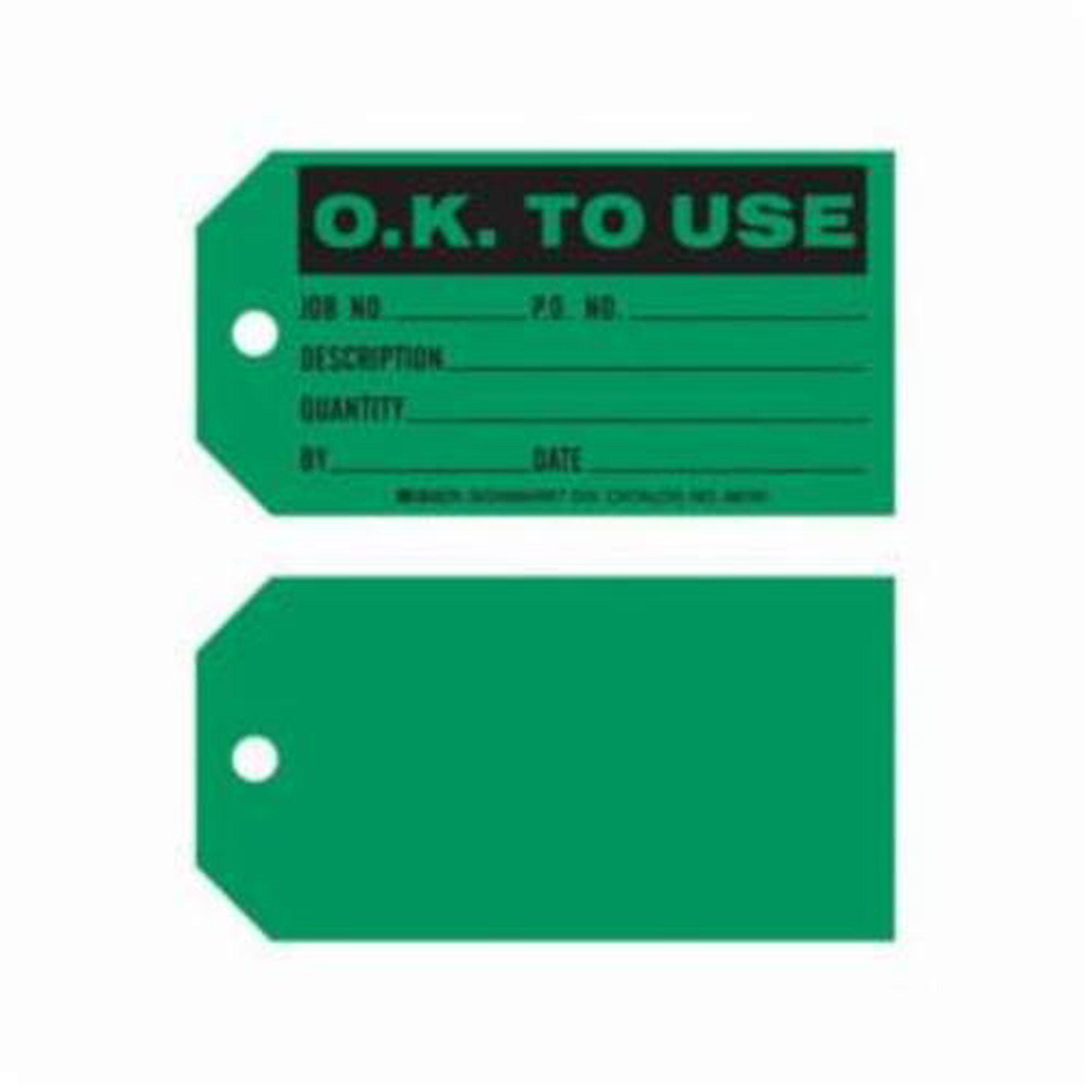 Étiquettes de production "O.K. To Use", Papier, 5-3/4" la x 3" h, Anglais