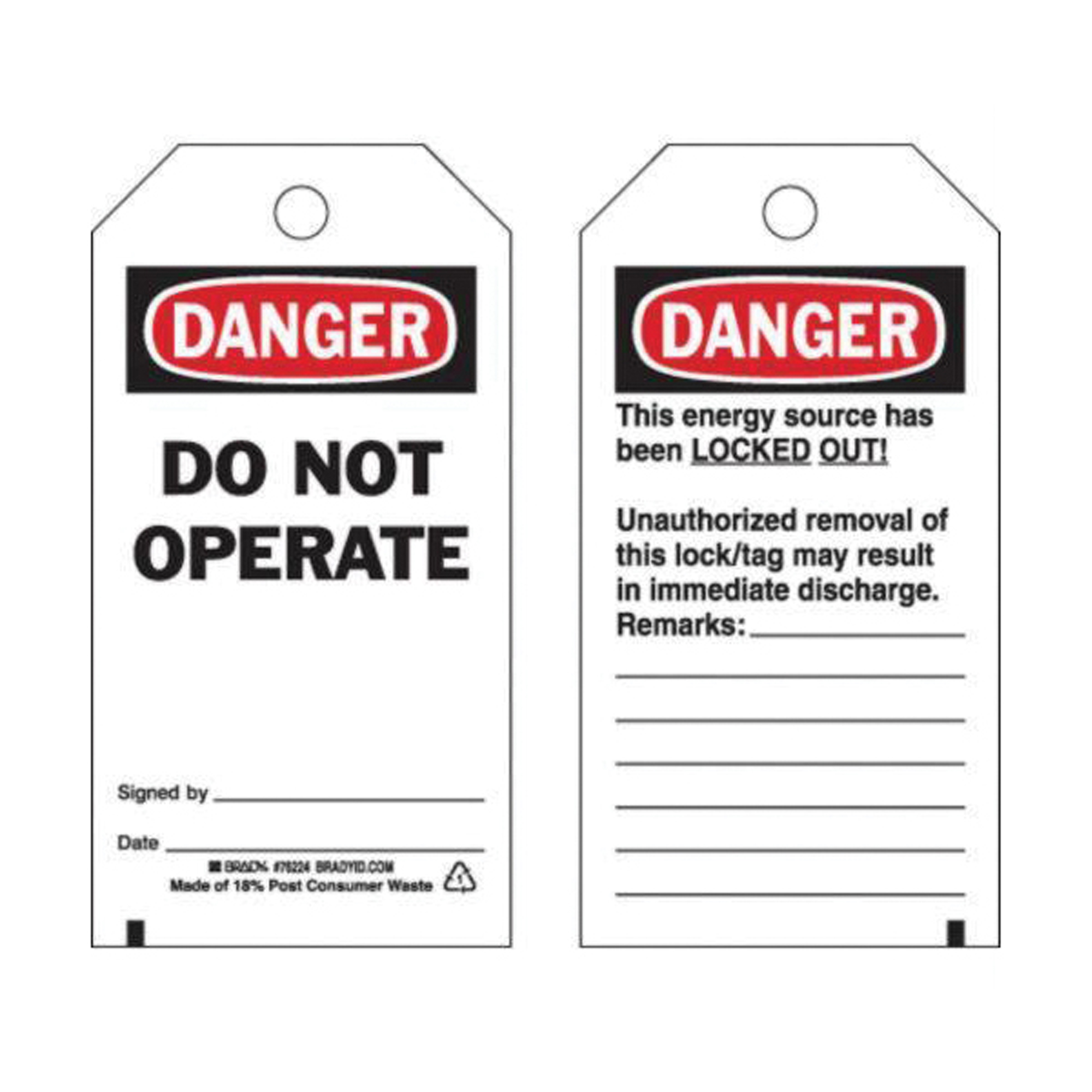 Étiquettes de sécurité «Danger Do Not Operate», Polyester, 3" la x 5-3/4" h, Anglais