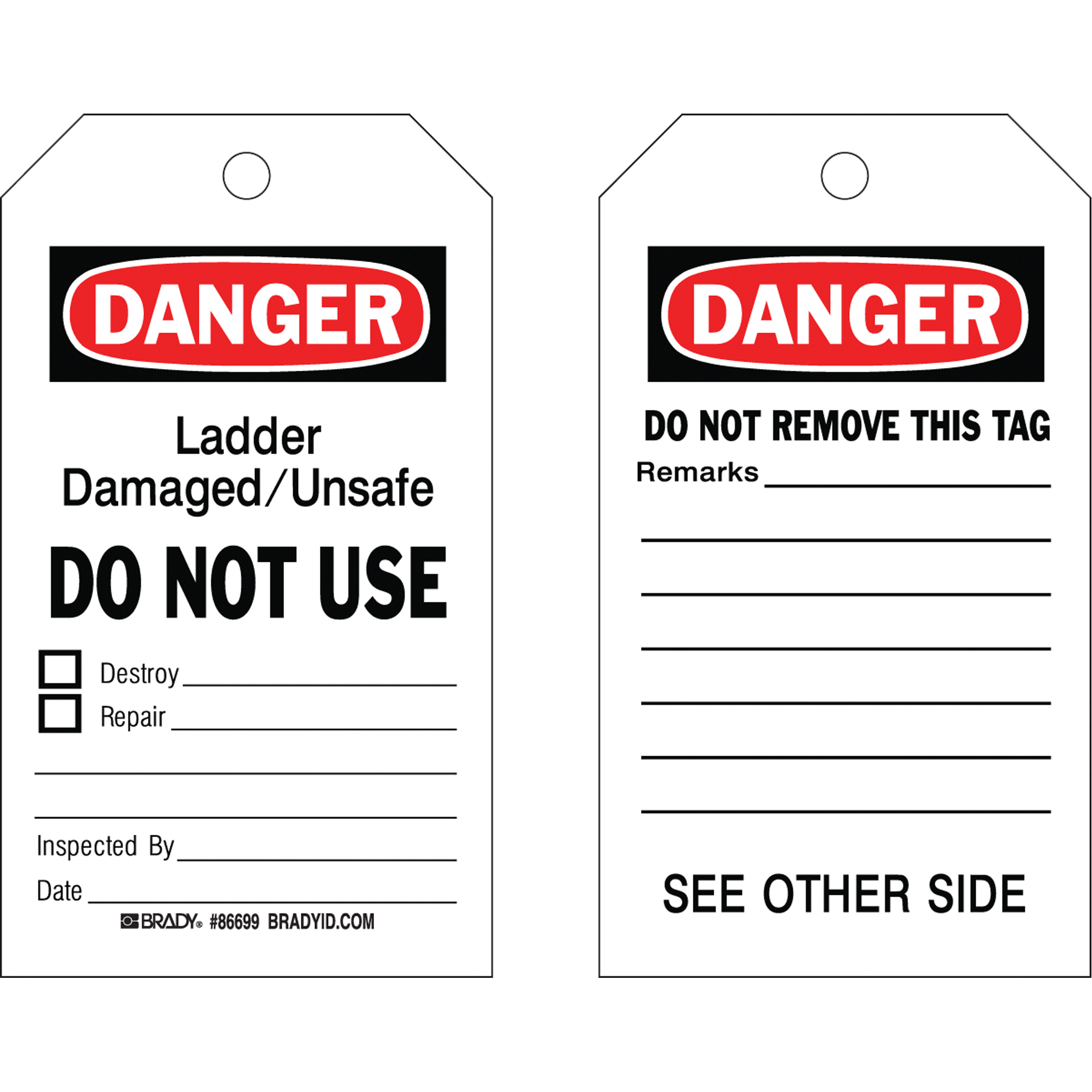 Étiquettes de sécurité, Papier cartonné, 4" la x 7" h, Anglais